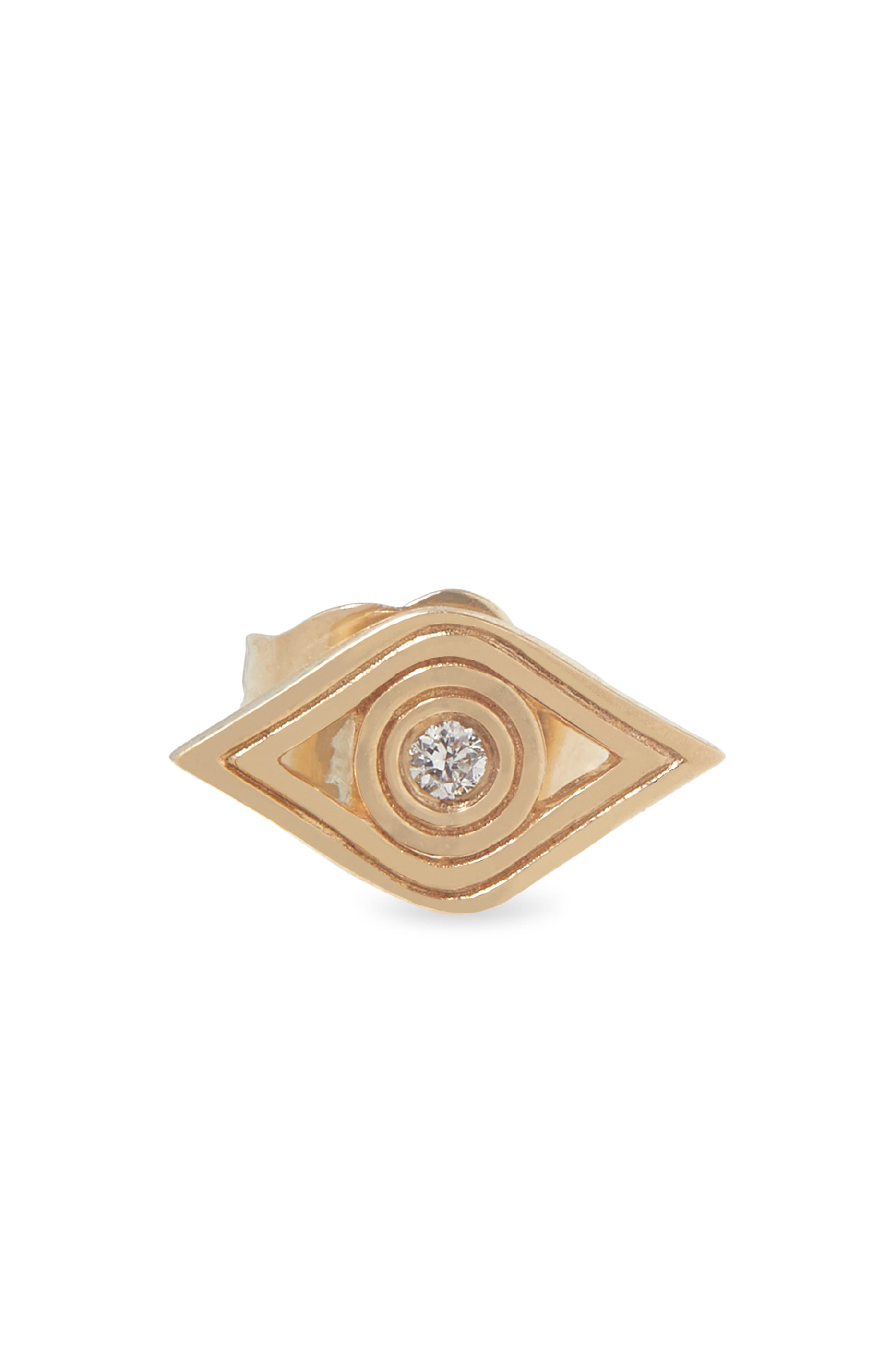 Fluted Eye Stud Earrings, 14K Yellow Gold & Diamonds