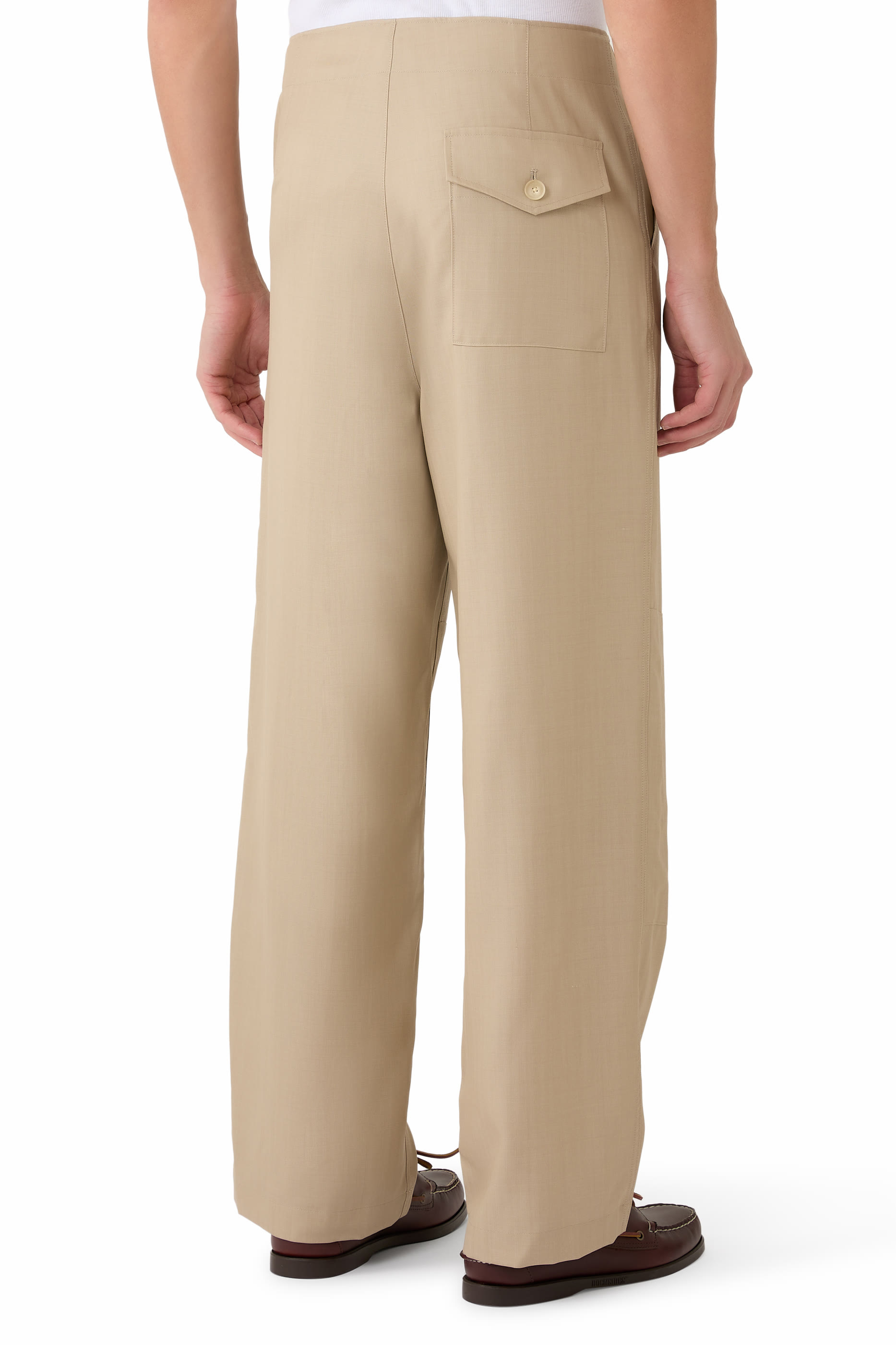 Wool Herringbone Cargo Pants 