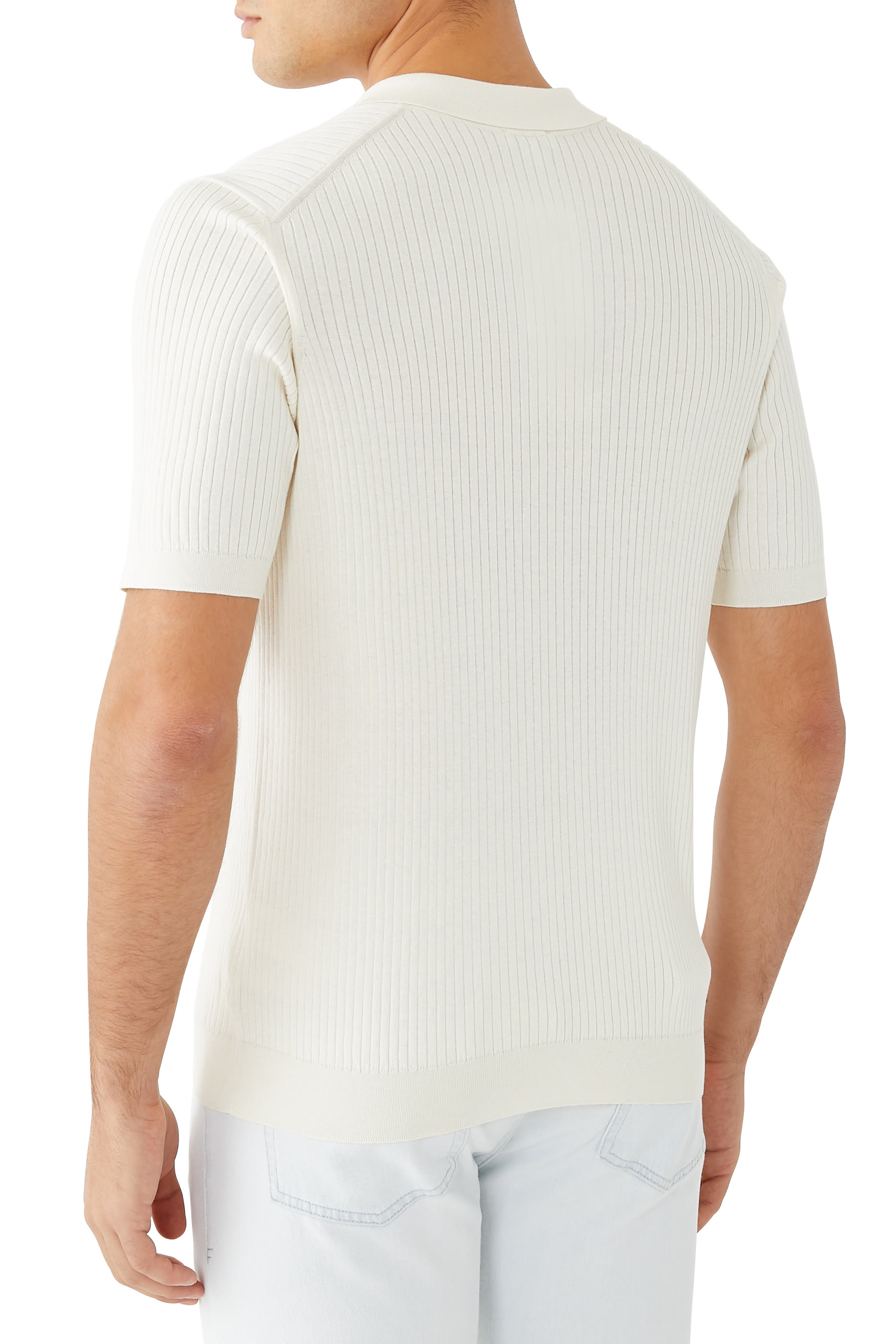 Fine Rib Silk Cotton Polo Shirt