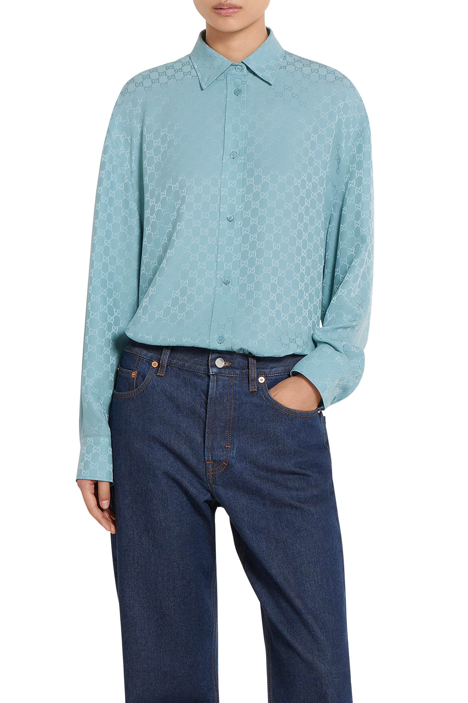  GG Silk Jacquard Oversize Shirt