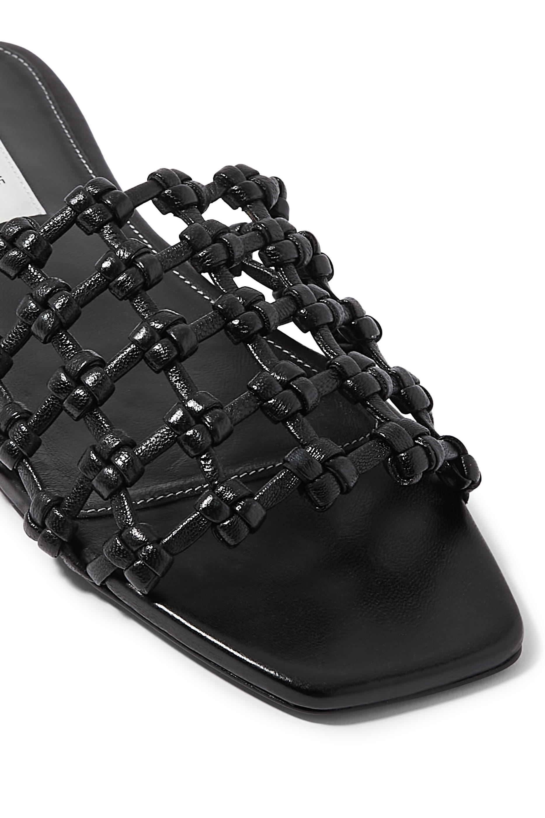 Braided-Leather Bandeau Slides