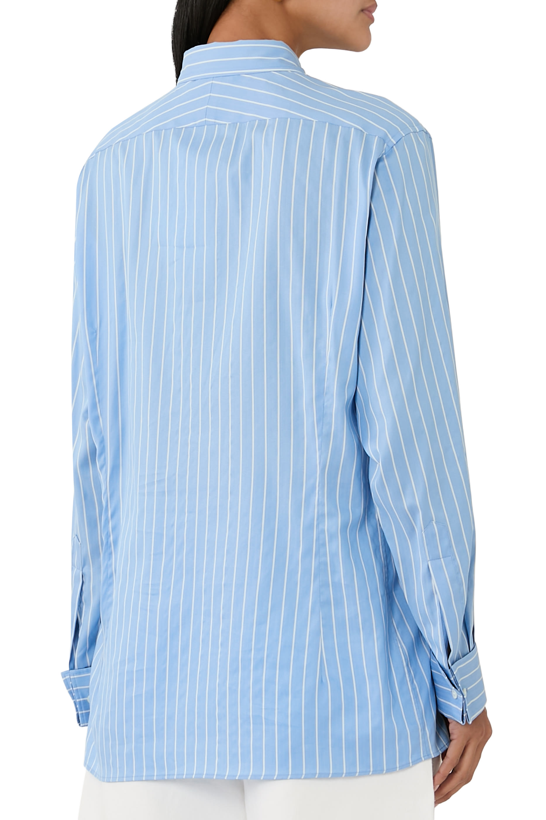 Cotton Silk Stripe Double Cuff Shirt