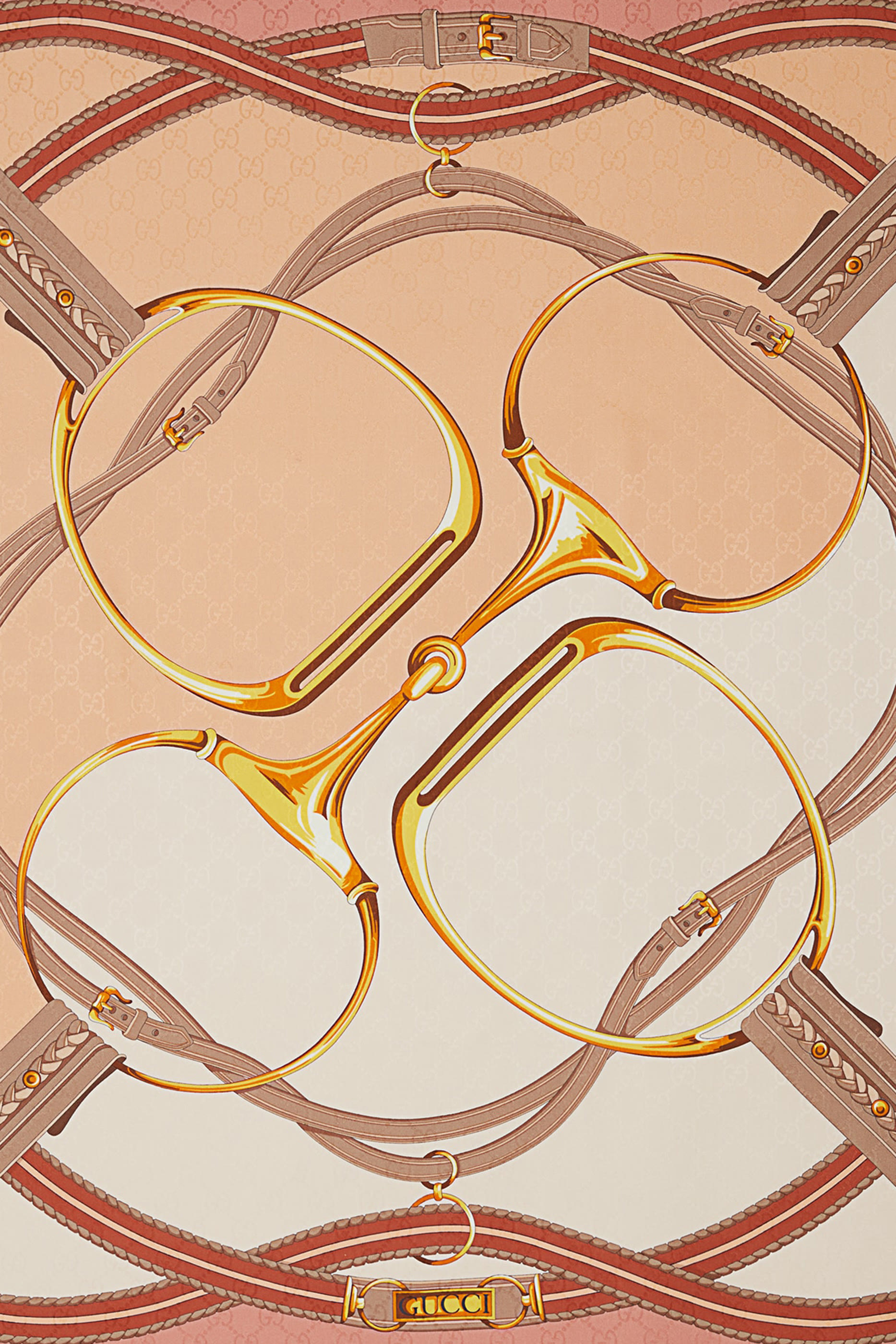 Horsebit Print Silk Carr&eacute;