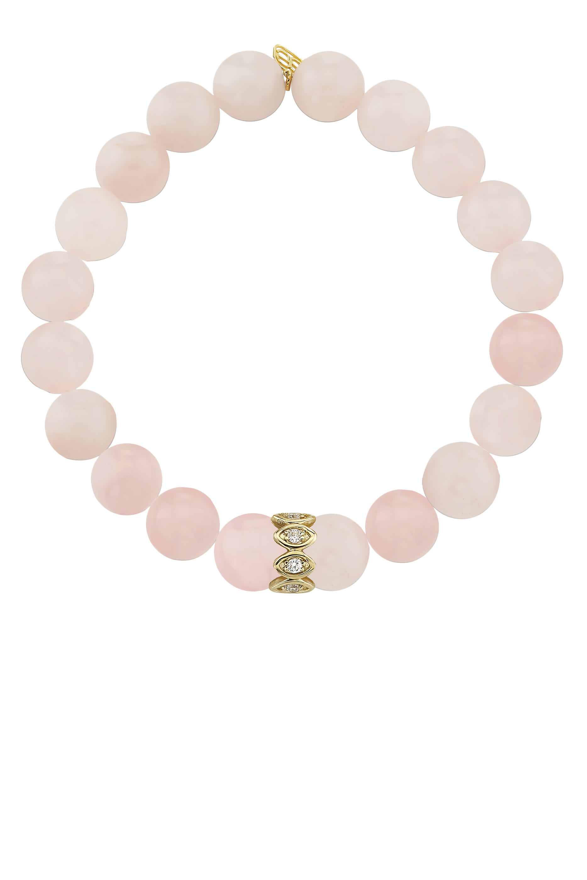 Marquise Evil Eye Charm Beaded Bracelet, Rose Quartz, 14k Yellow Gold & Diamonds