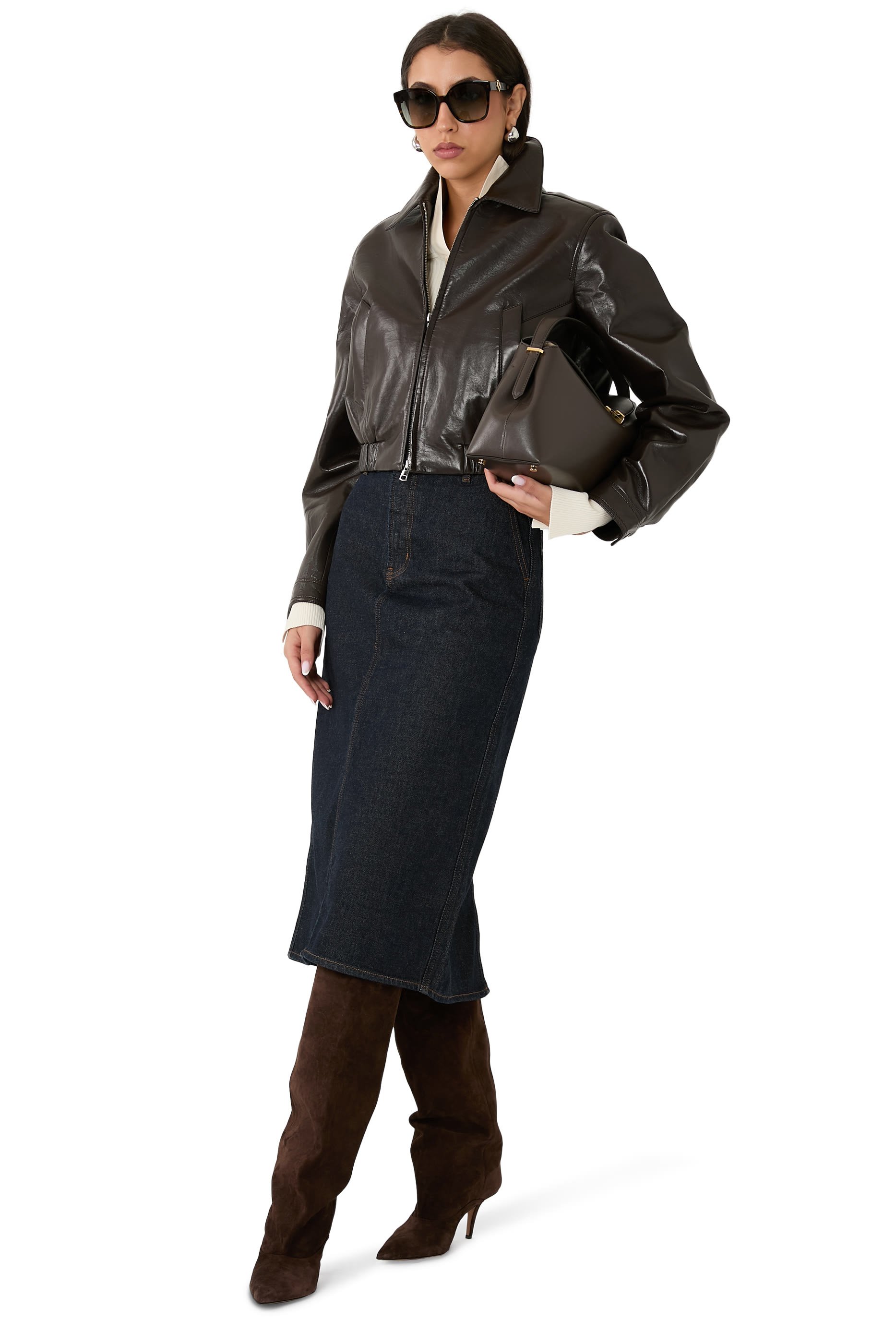 Essie Recycled Leather Cropped Jacket