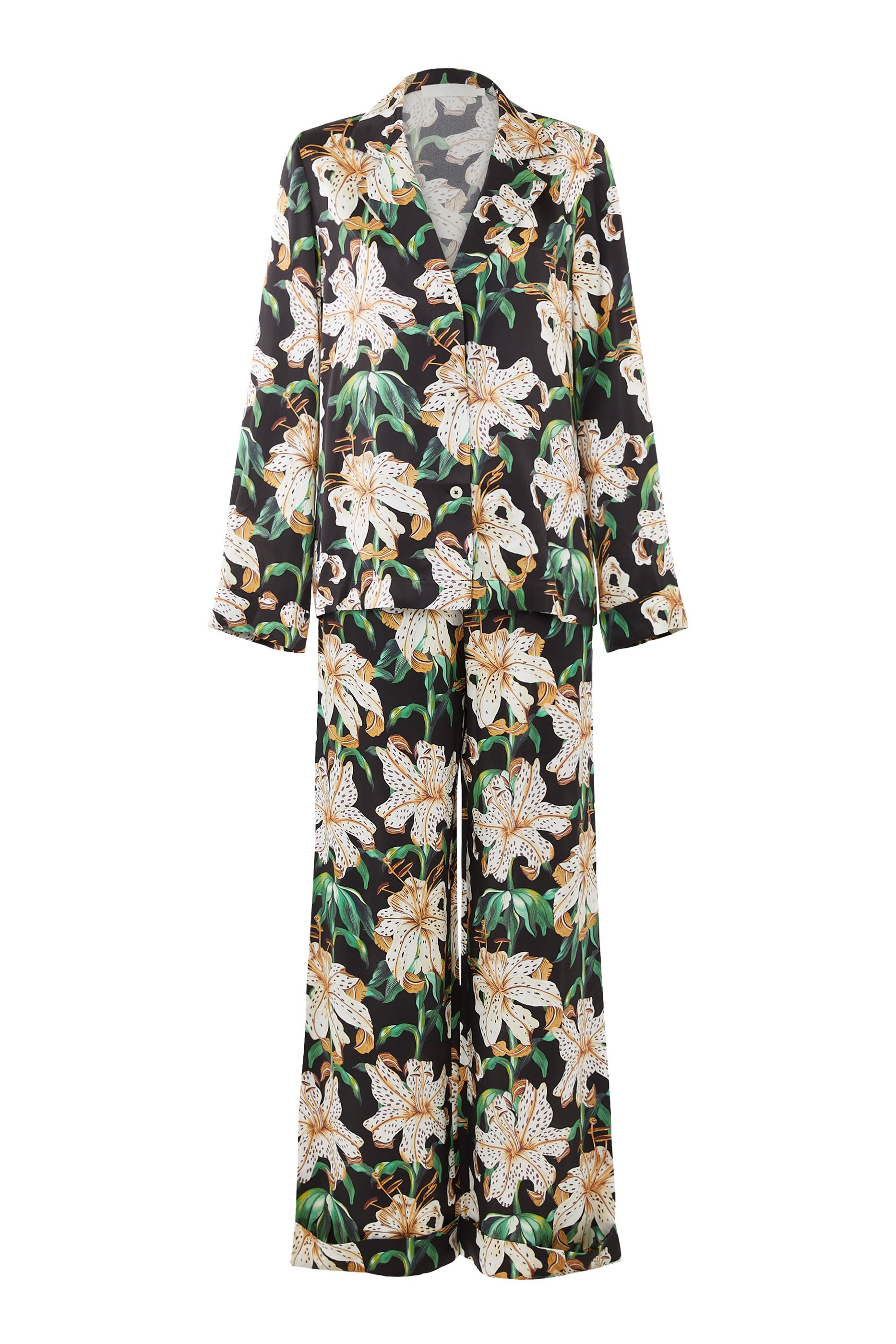 Silk Long Pyjama Set in Lilium