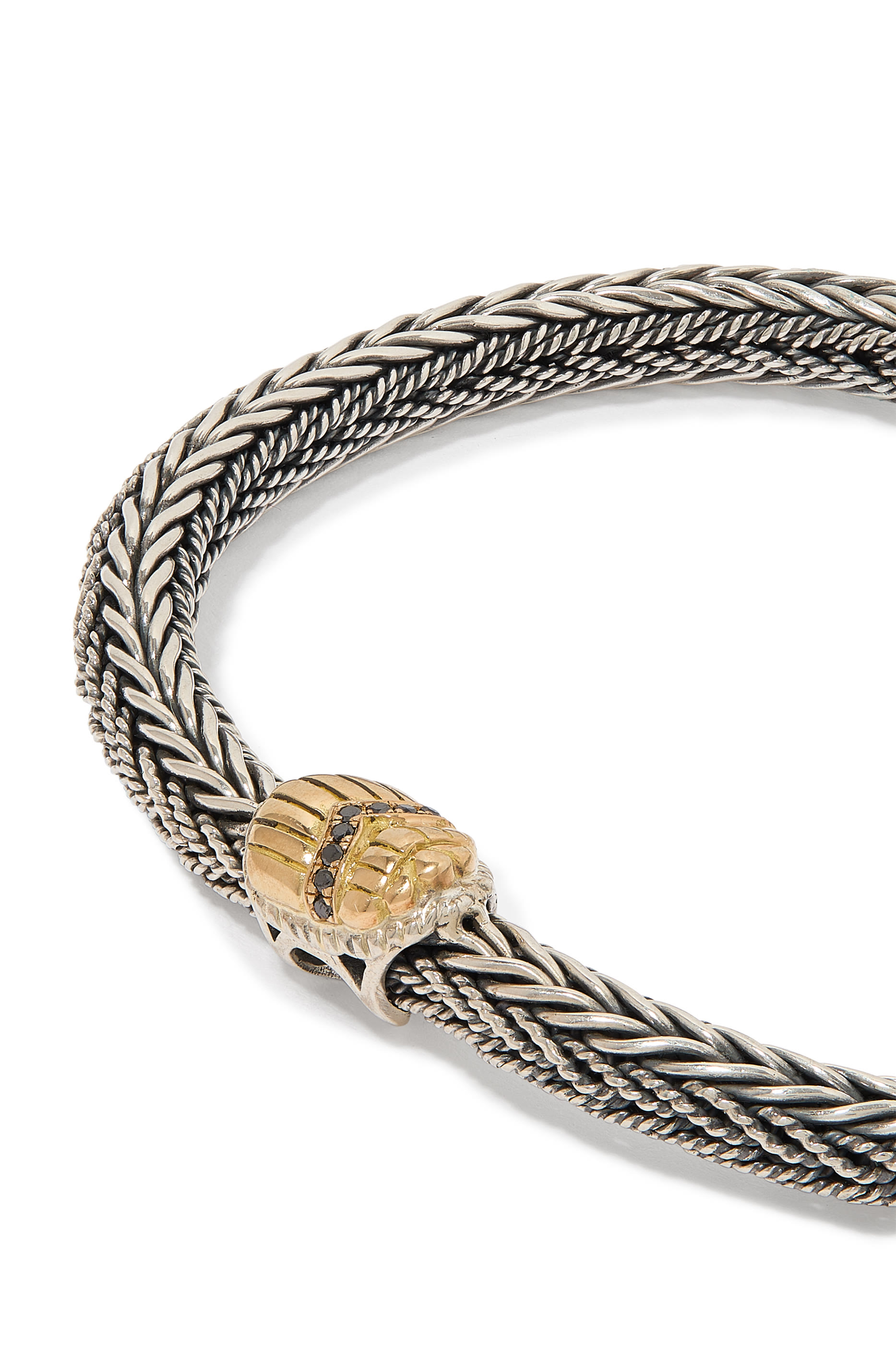 Scarab Braided Bracelet, 18k Yellow Gold, Sterling Silver & Diamonds