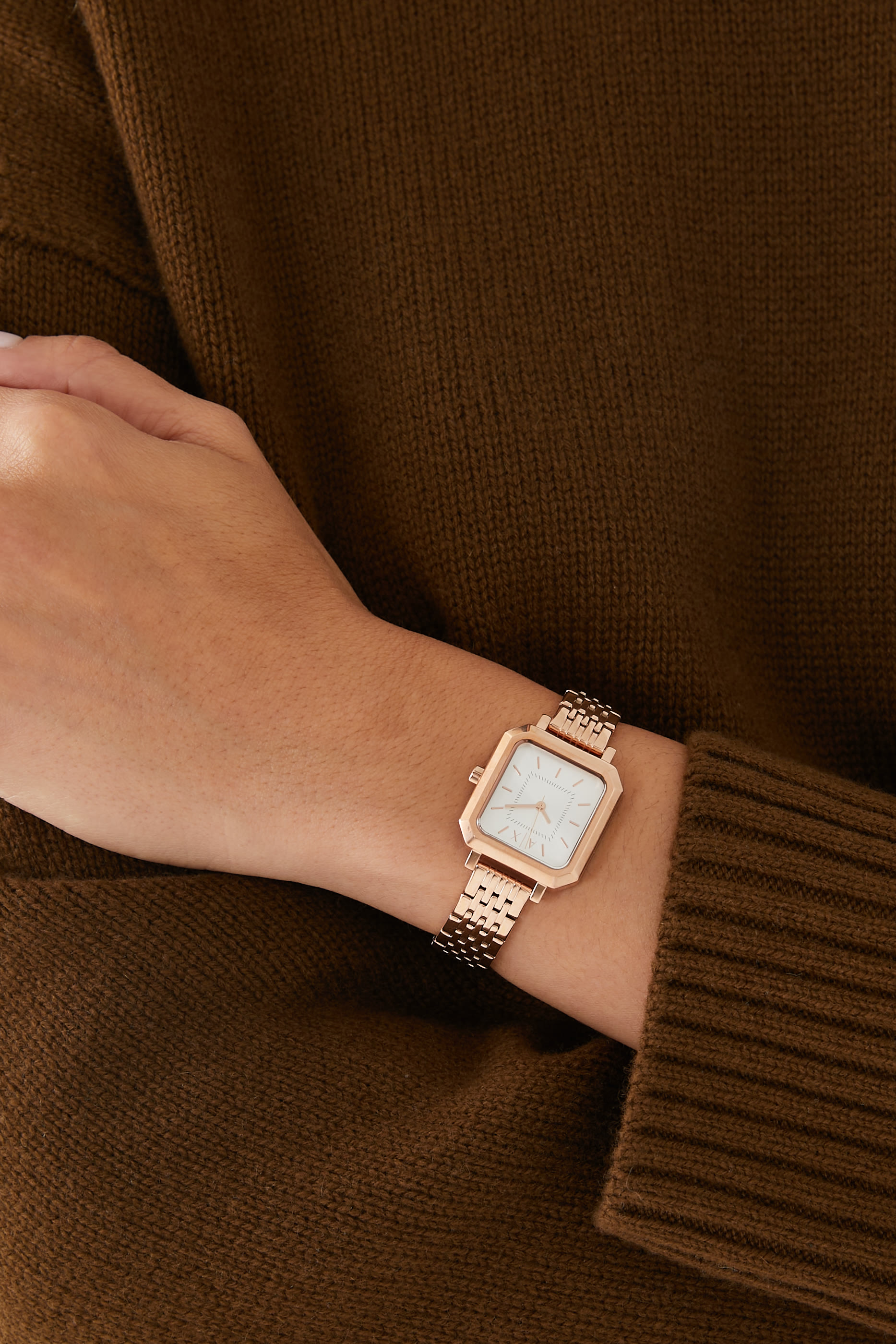 Three-Hand Stainless Steel Watch & Bracelet Set