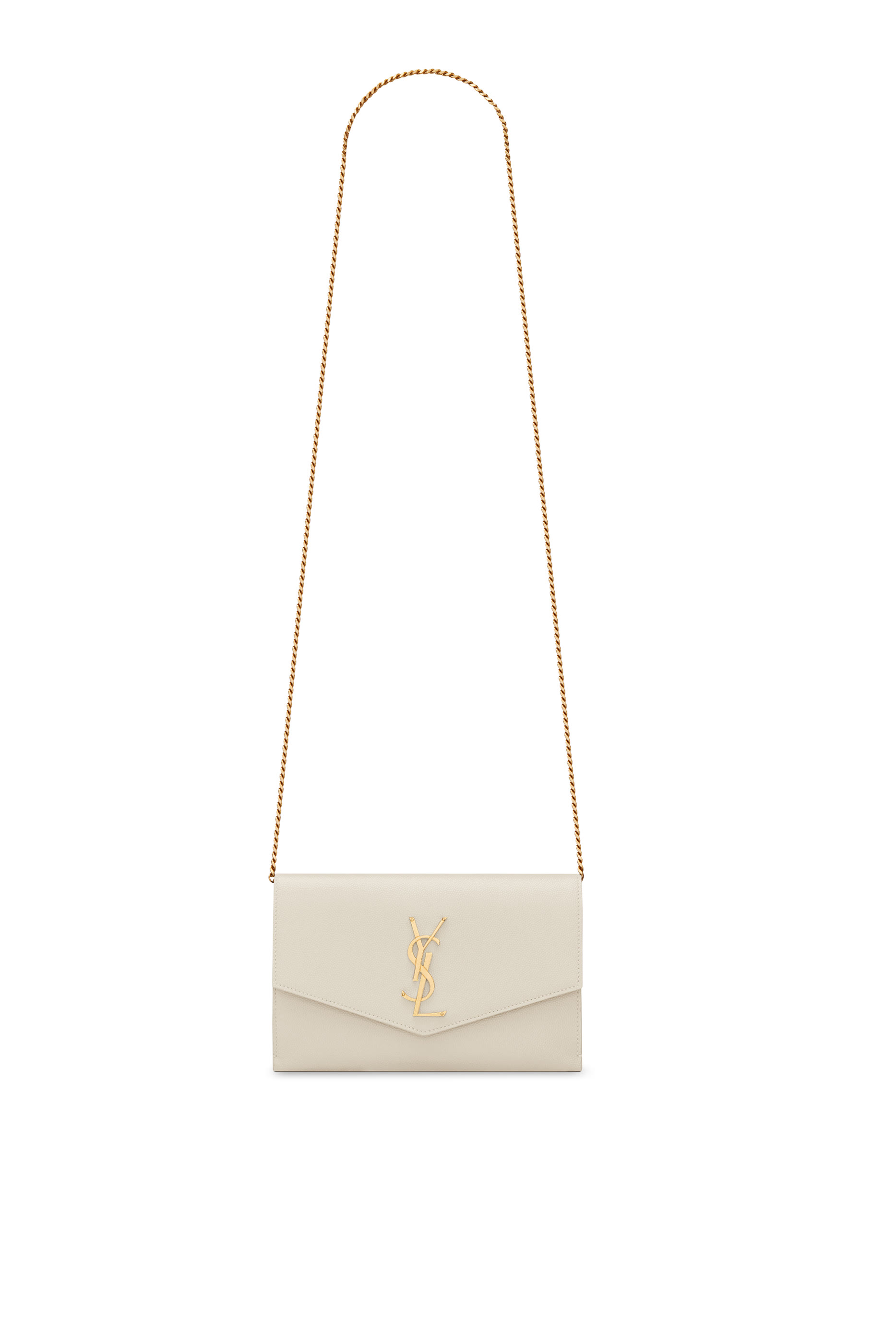 Uptown Chain Wallet In Grain De Poudre Embossed Leather 