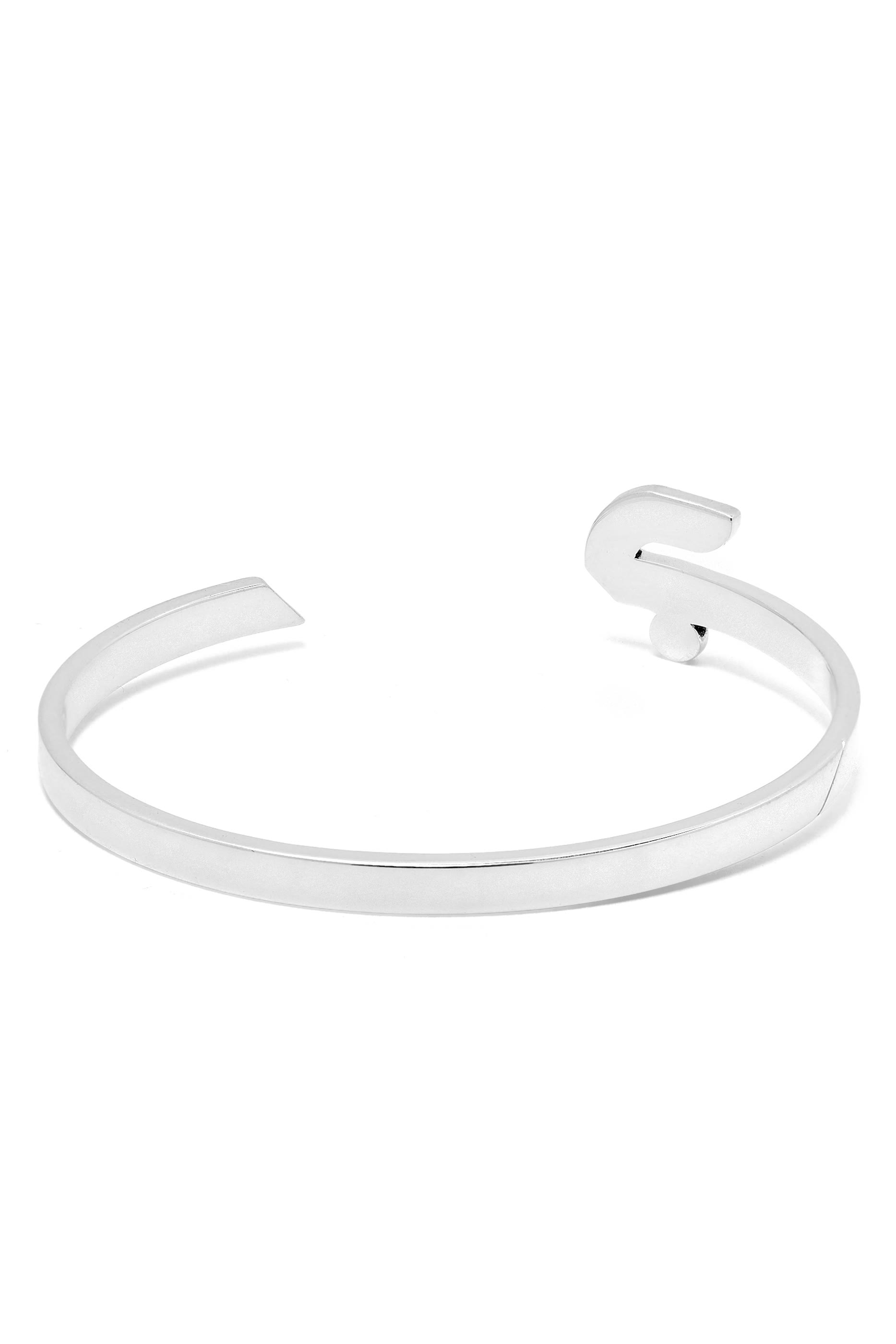 Letter Jeem Bangle, Sterling Silver