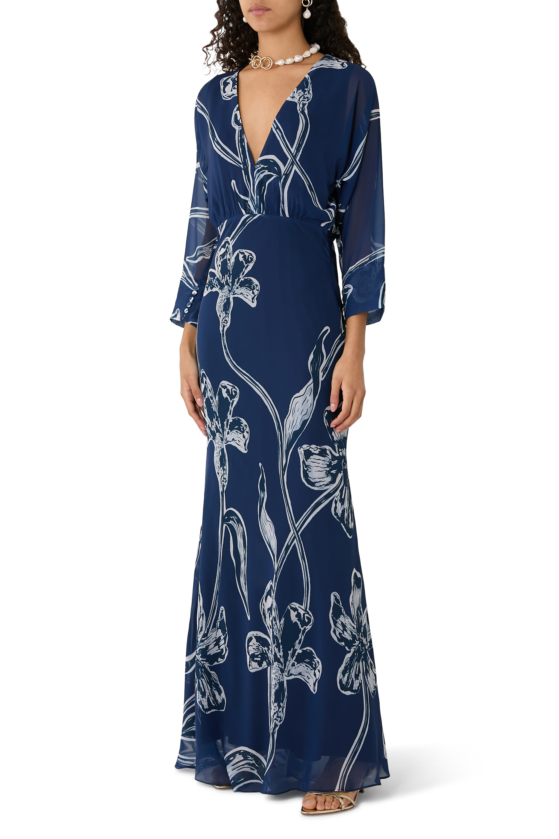 Gestos Lily-Print Chiffon Maxi Dress