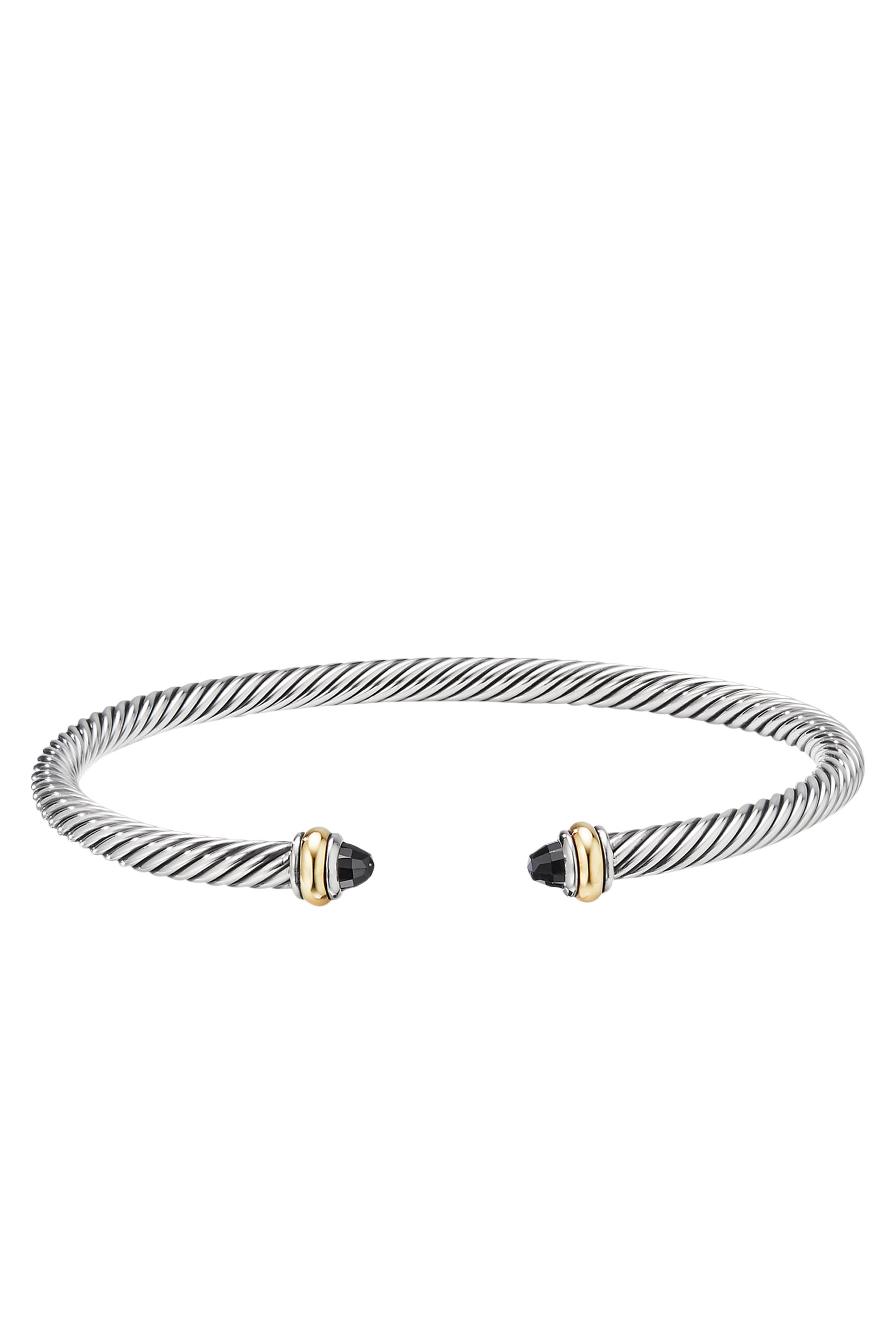 Classic Cable Bracelet, Sterling Silver with 18k Yellow Gold & Onyx