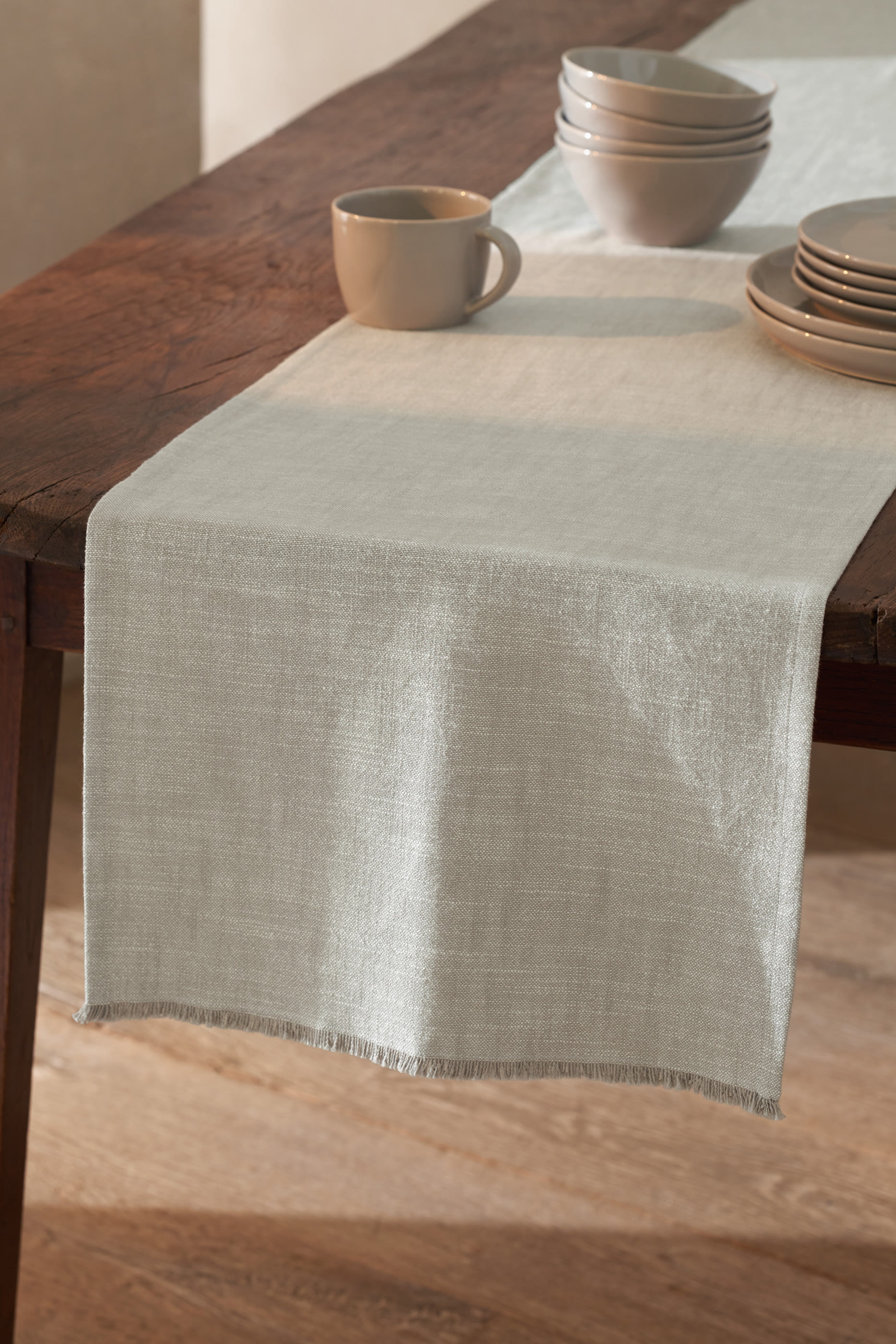 Soft Grey Fringed Runner