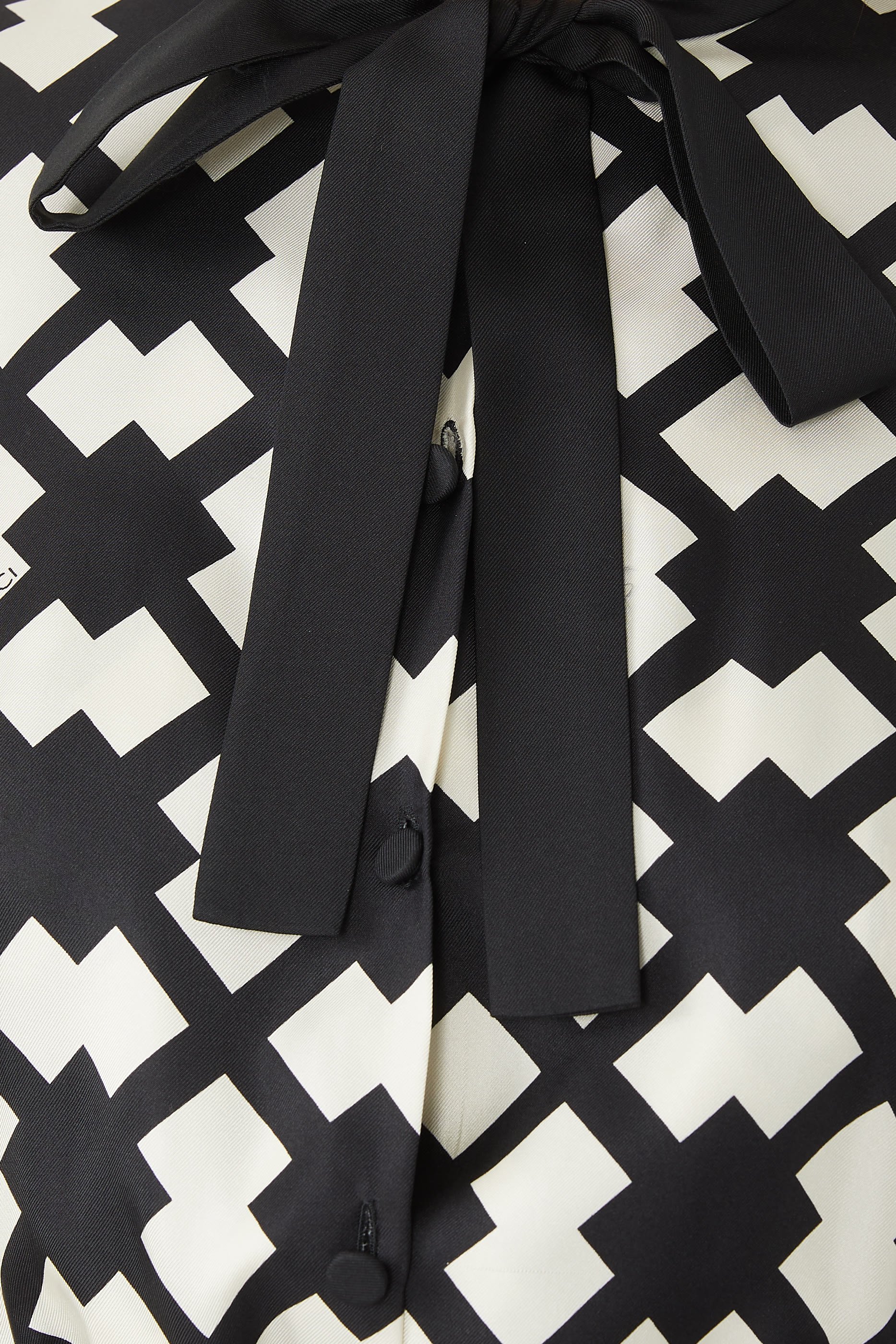 Rhombus Tile Print Silk Dress