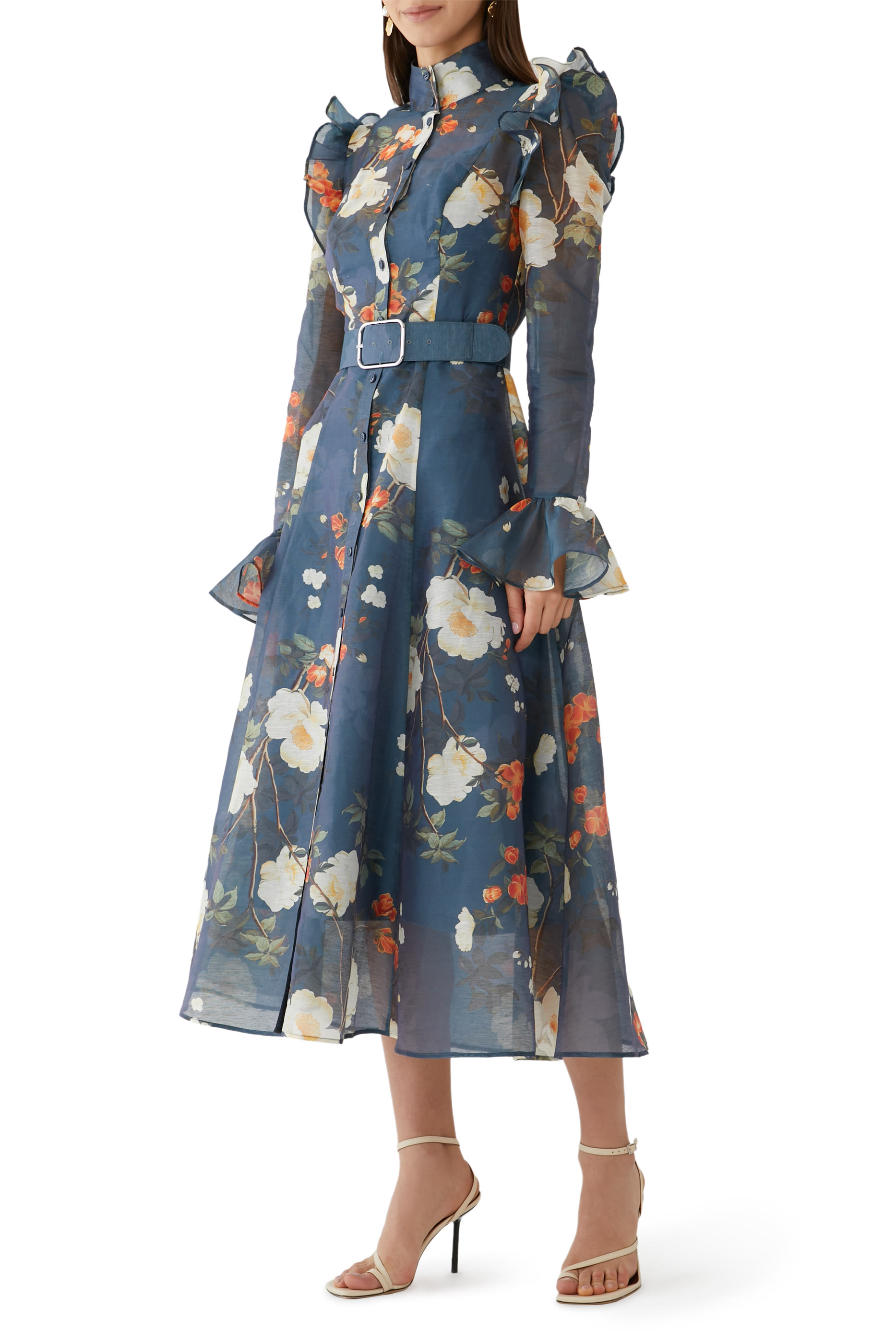Katrina Butterfly Sleeves Midi Dress