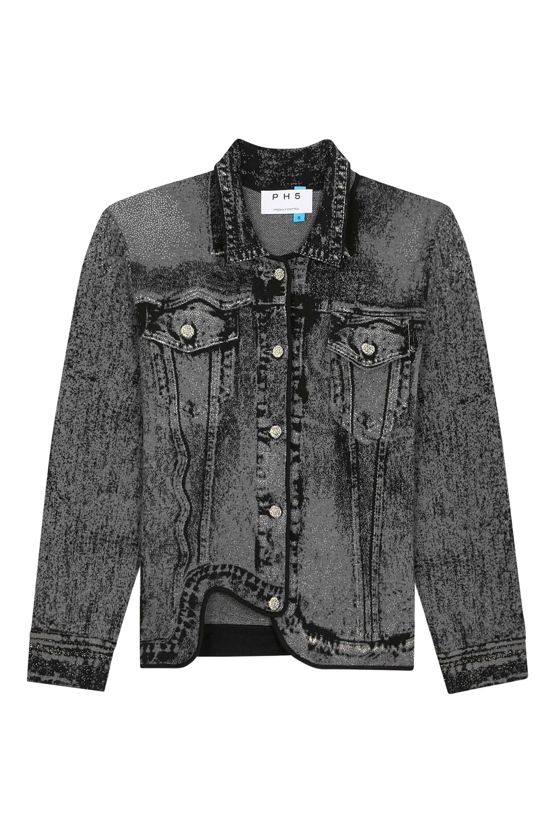  Chital Denim Print Cropped Jacket 