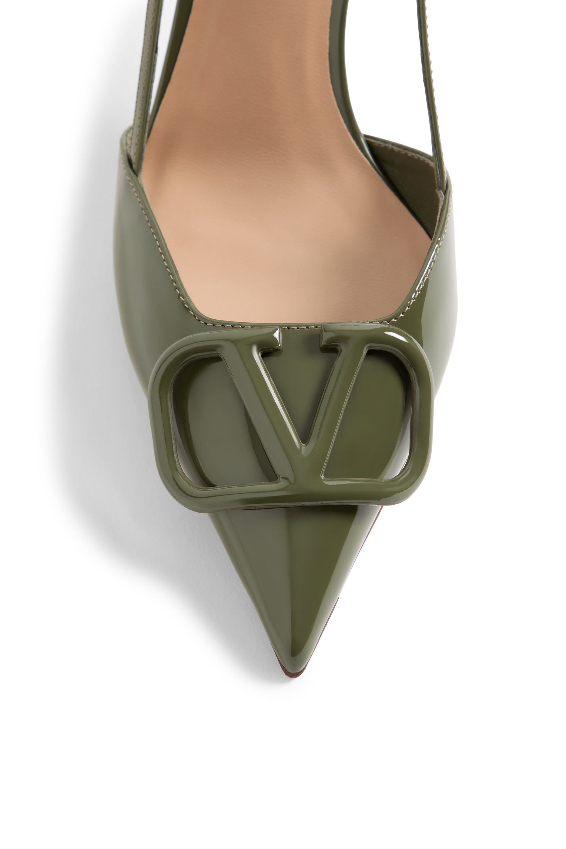  VLogo Signature 80 Patent Leather Slingback Pumps 