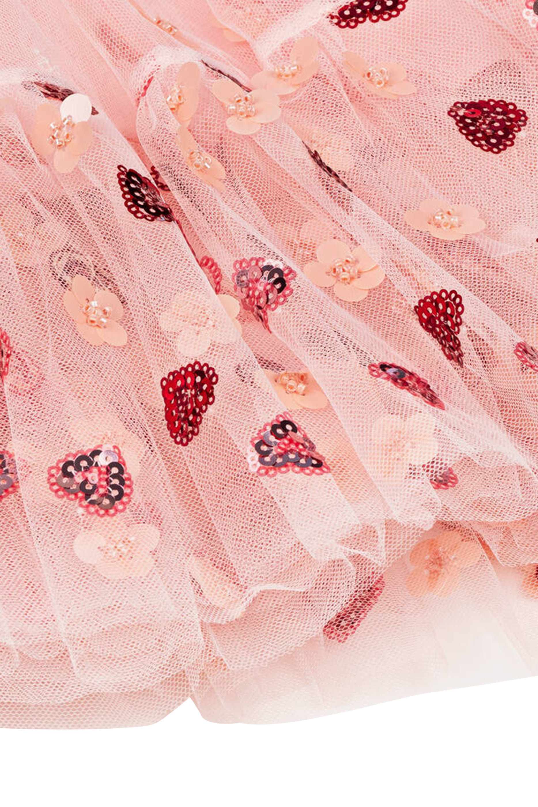 Kids Mesh Heart Sequin Dress