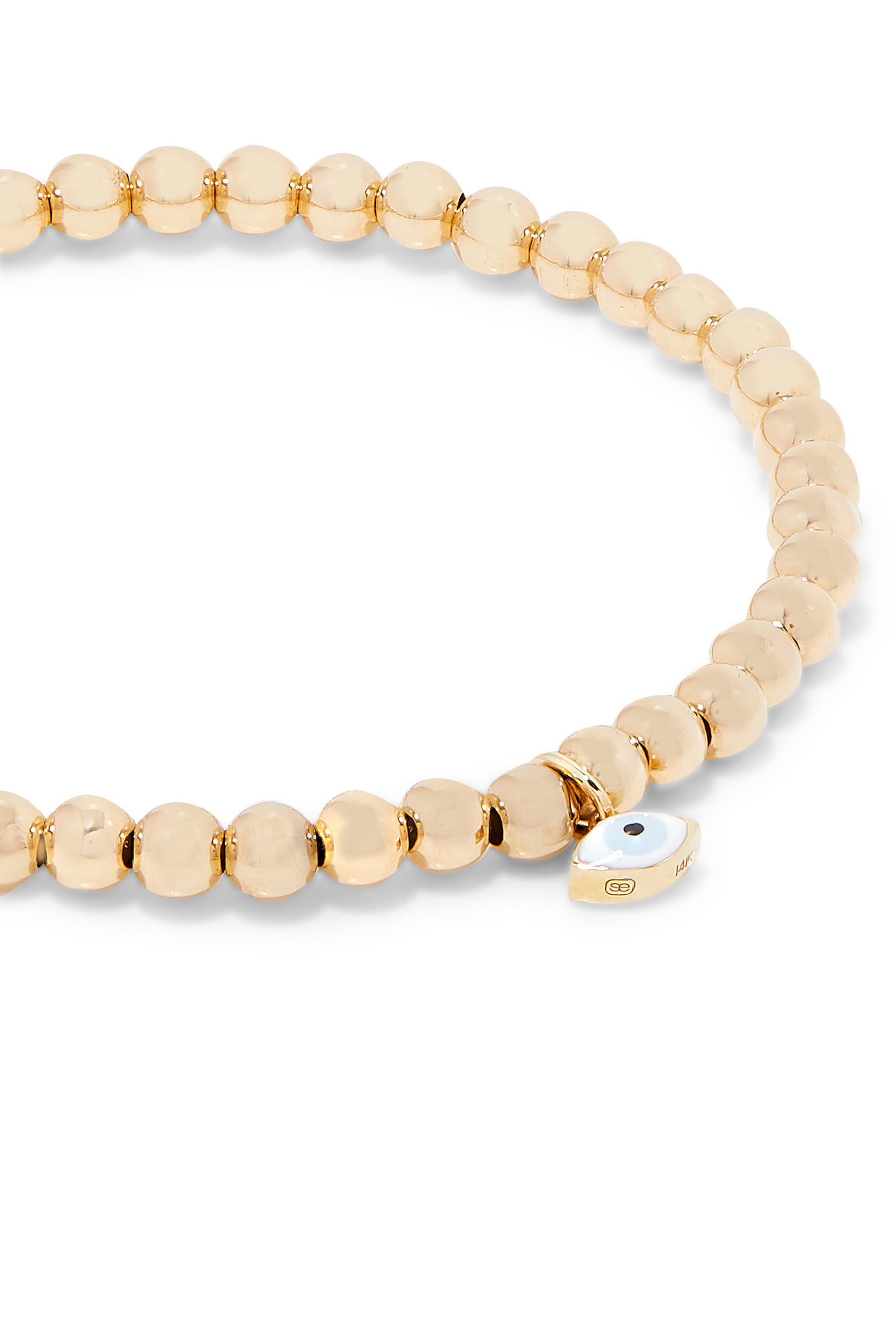 Enamel Evil Eye Rondelle Bracelet, 14k Yellow Gold