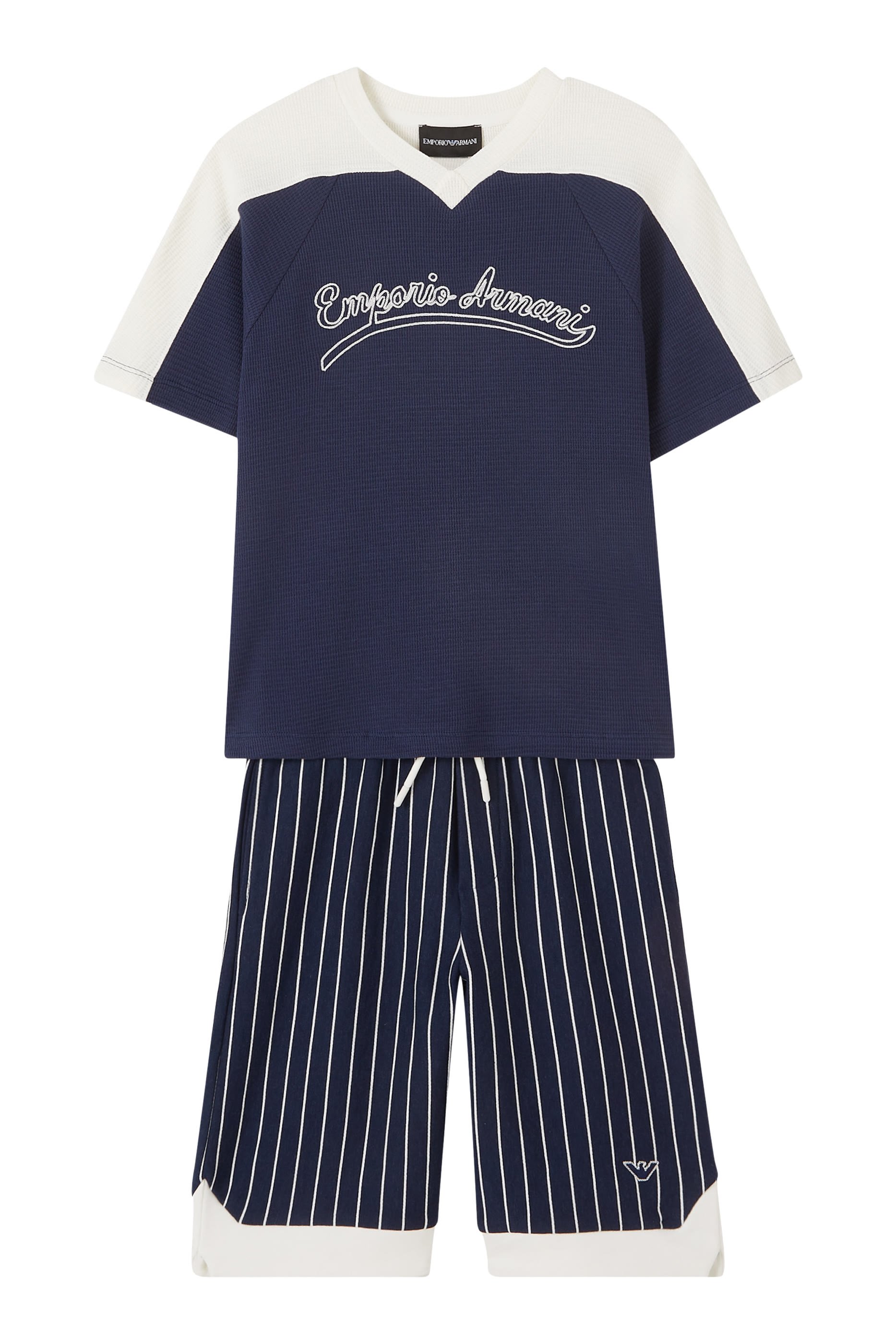 Kids Eagle Logo Striped Shorts