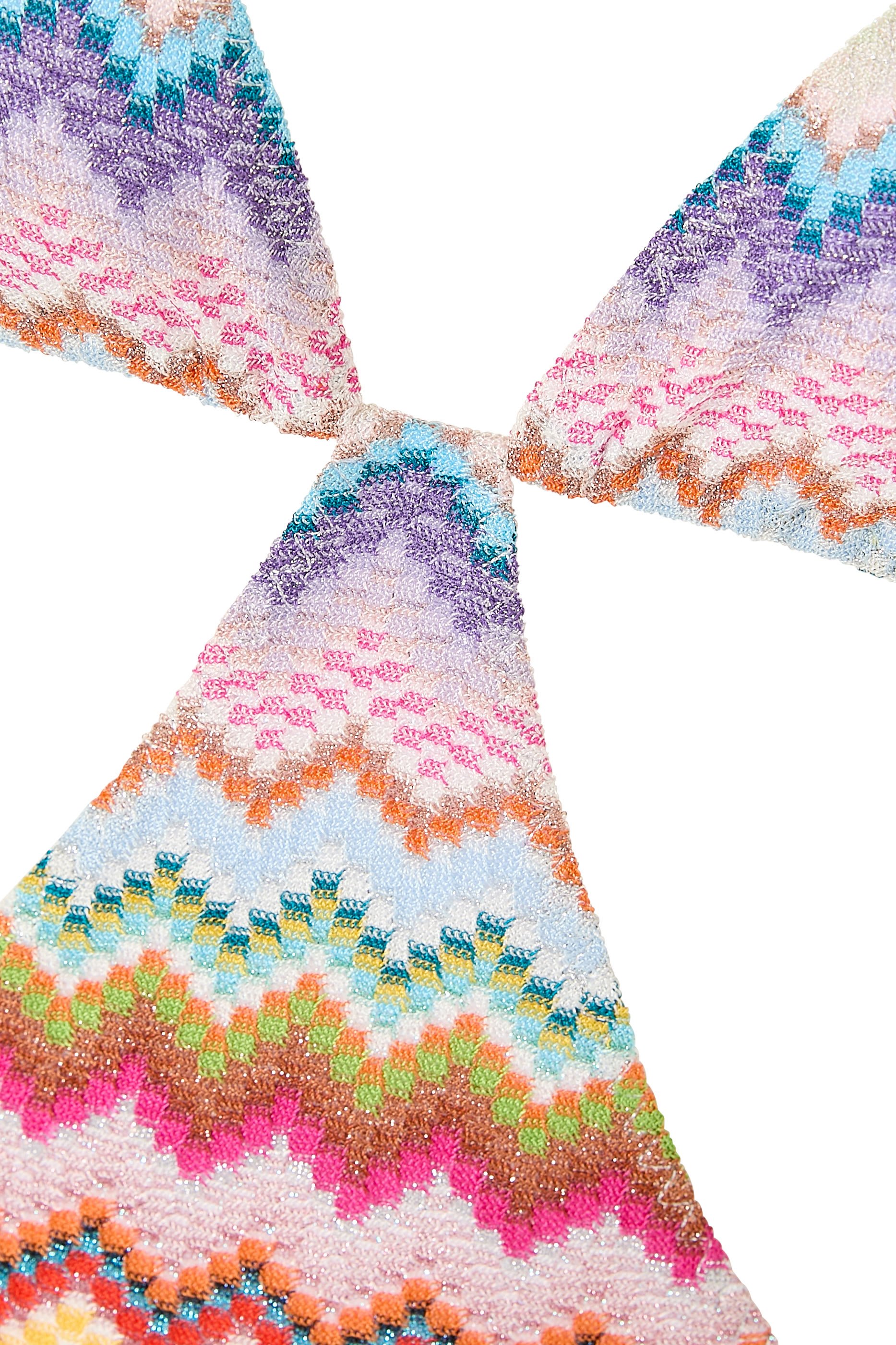 Lamé Viscose Trikini with Pixel-Effect Zigzag Pattern  