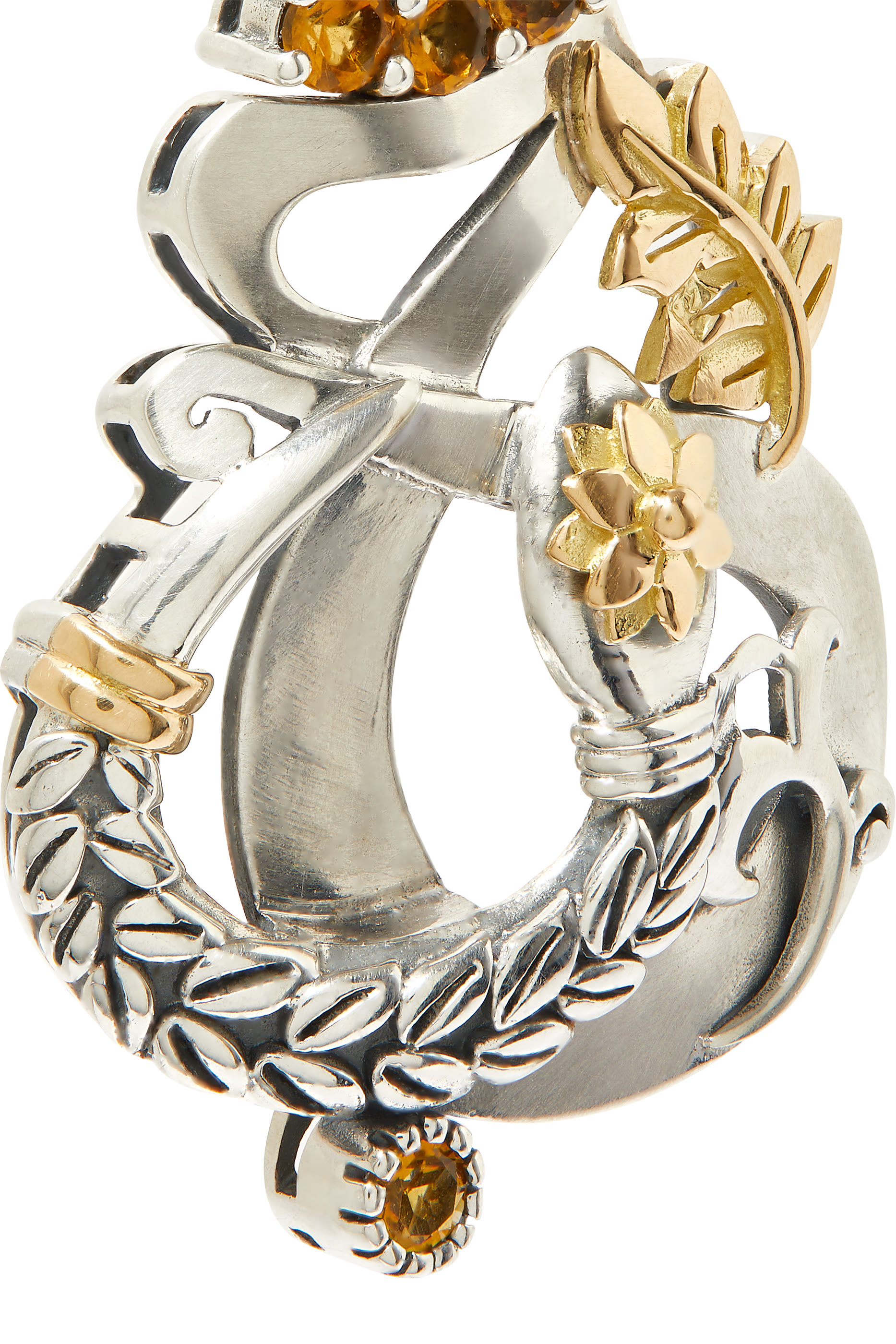 Citrine Love and Rebirth Single Earrings, 18K Yellow Gold & Sterling Silver