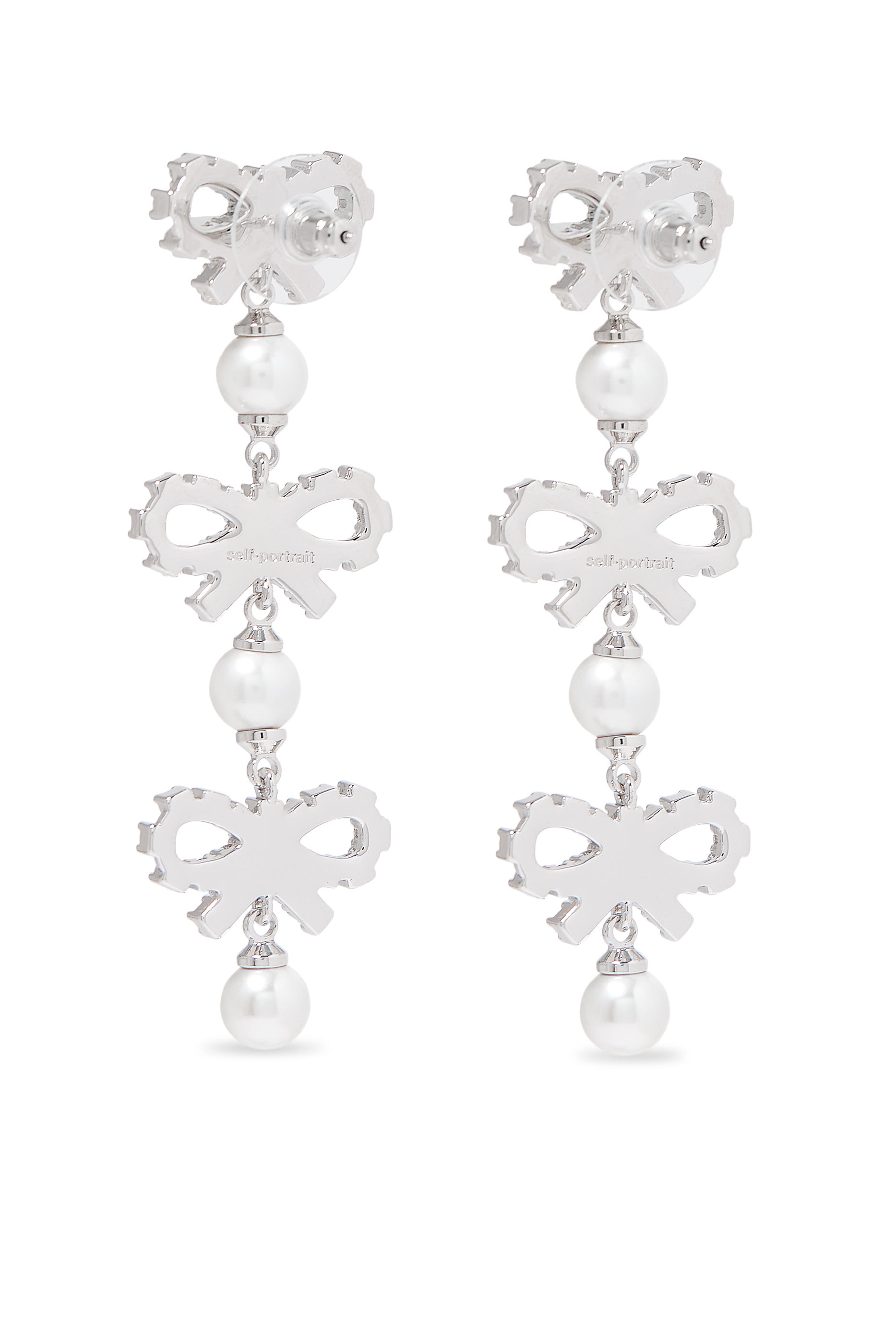 Micro Bow Pearl Tiered Earrings