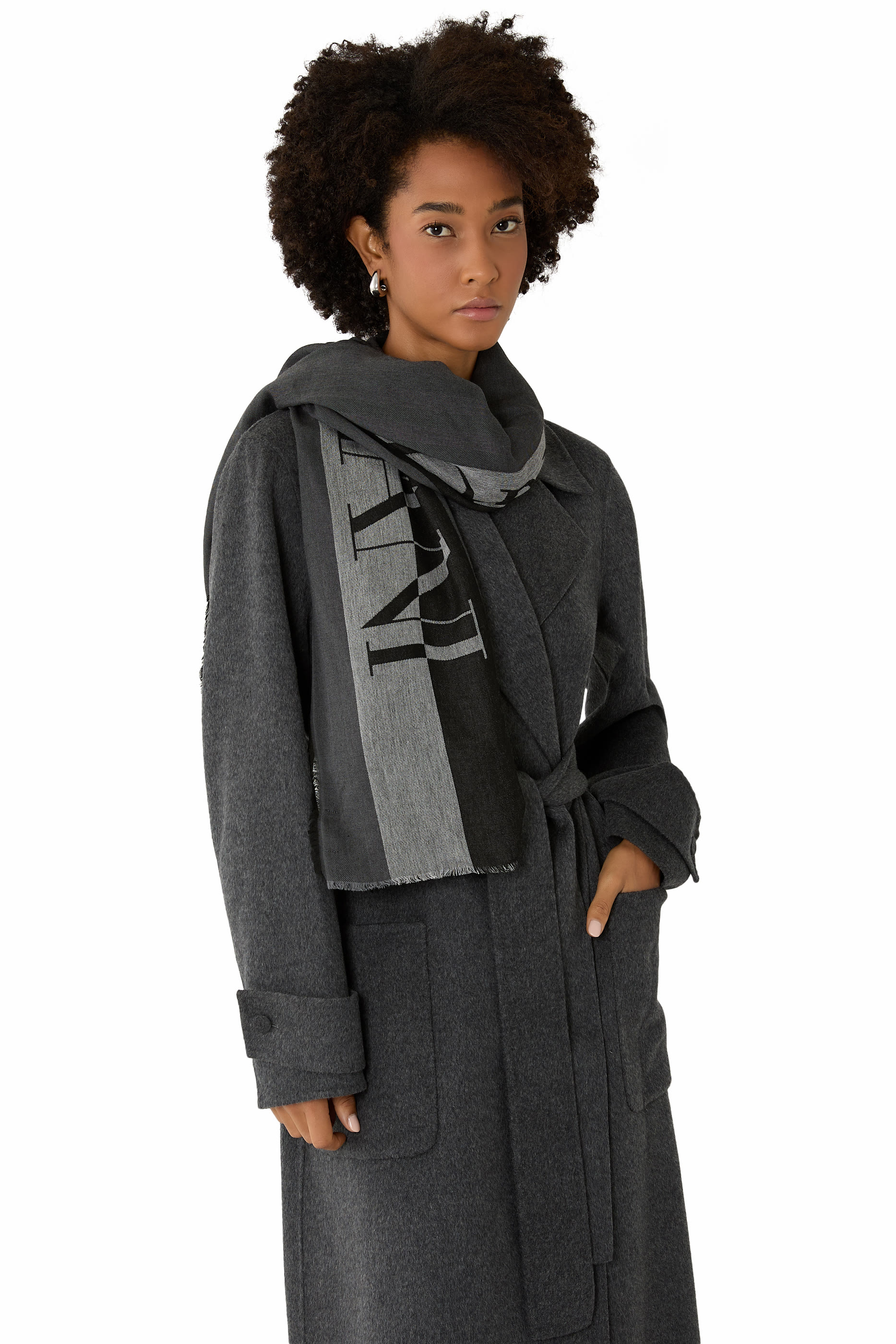 Two-Tone Oversized Logo Scarf