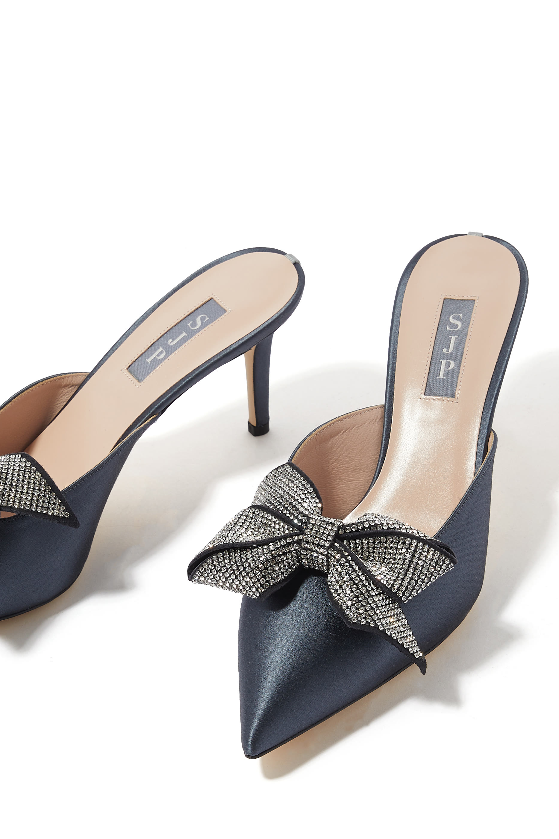 Paley 70 Crystal Bow Satin Mules