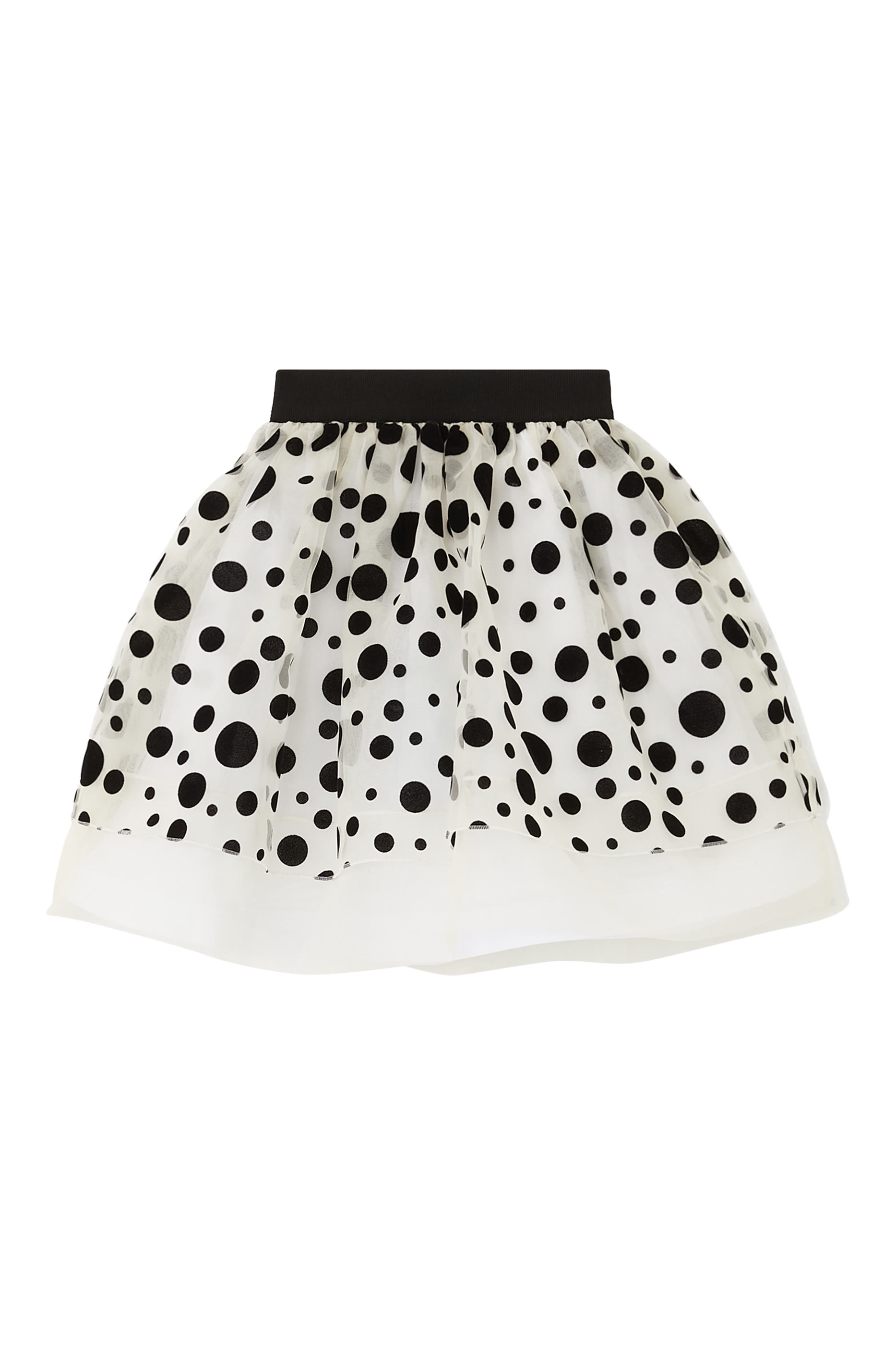 Flock Polka-Dot Organza Skirt