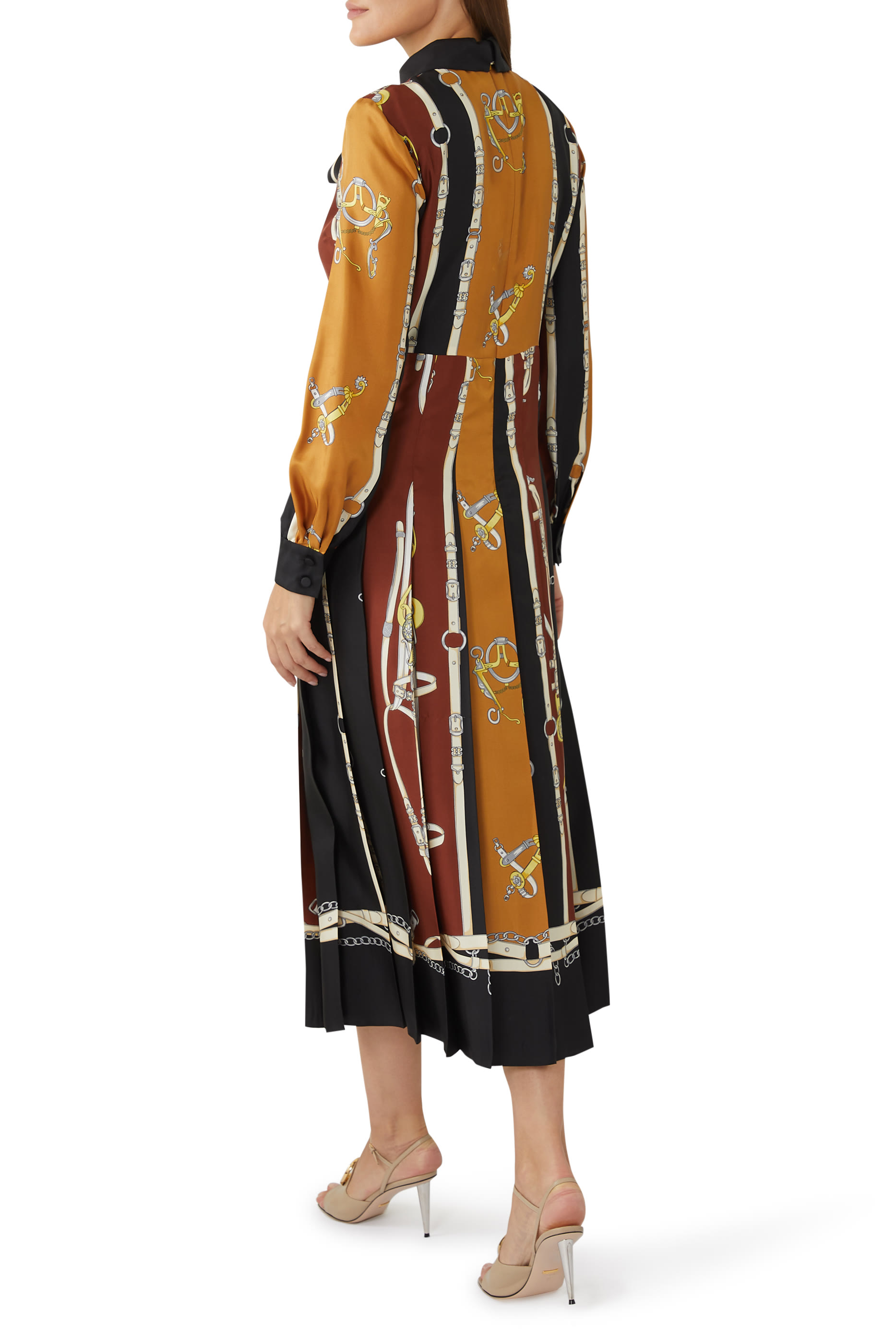 Equestrian Print Silk Dress