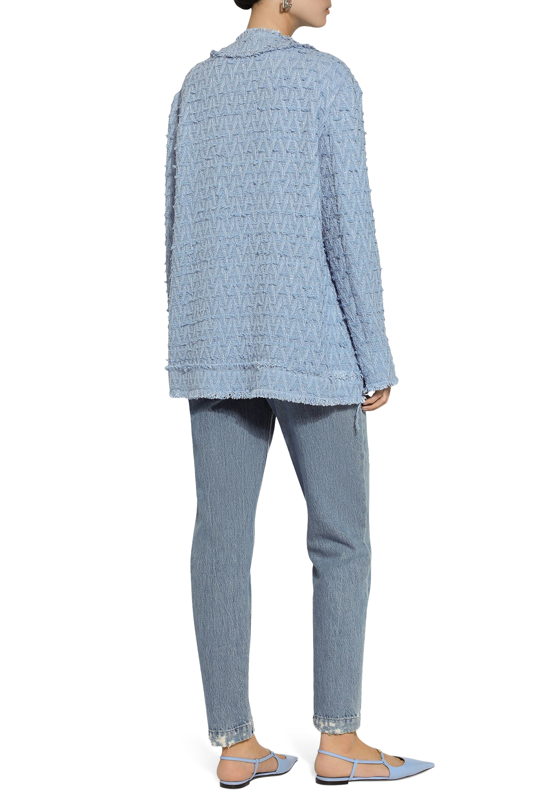 Single-Breasted Cotton Rush-Stitch Jacket