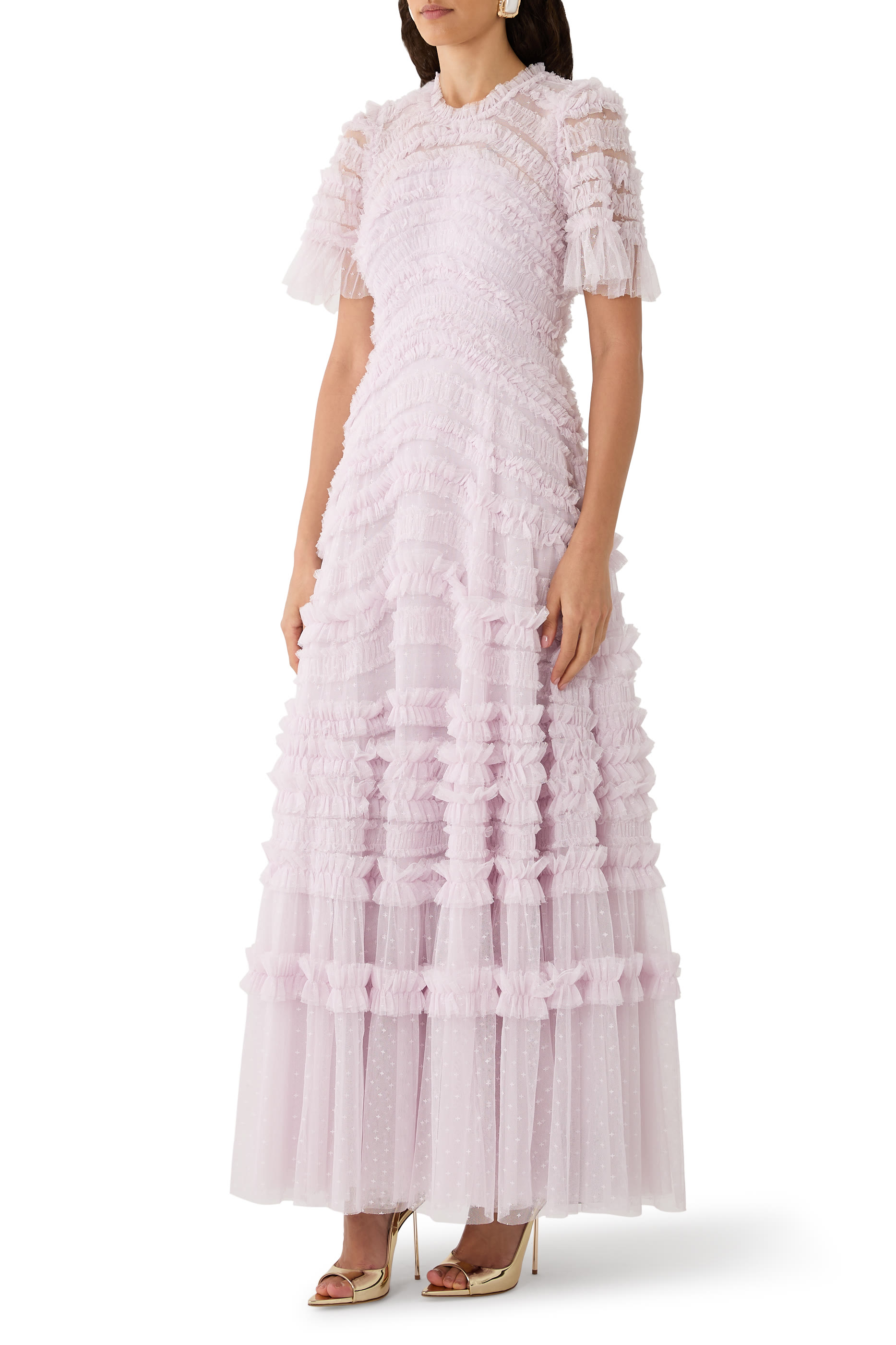 Amara Round Neck Ruffle Gown