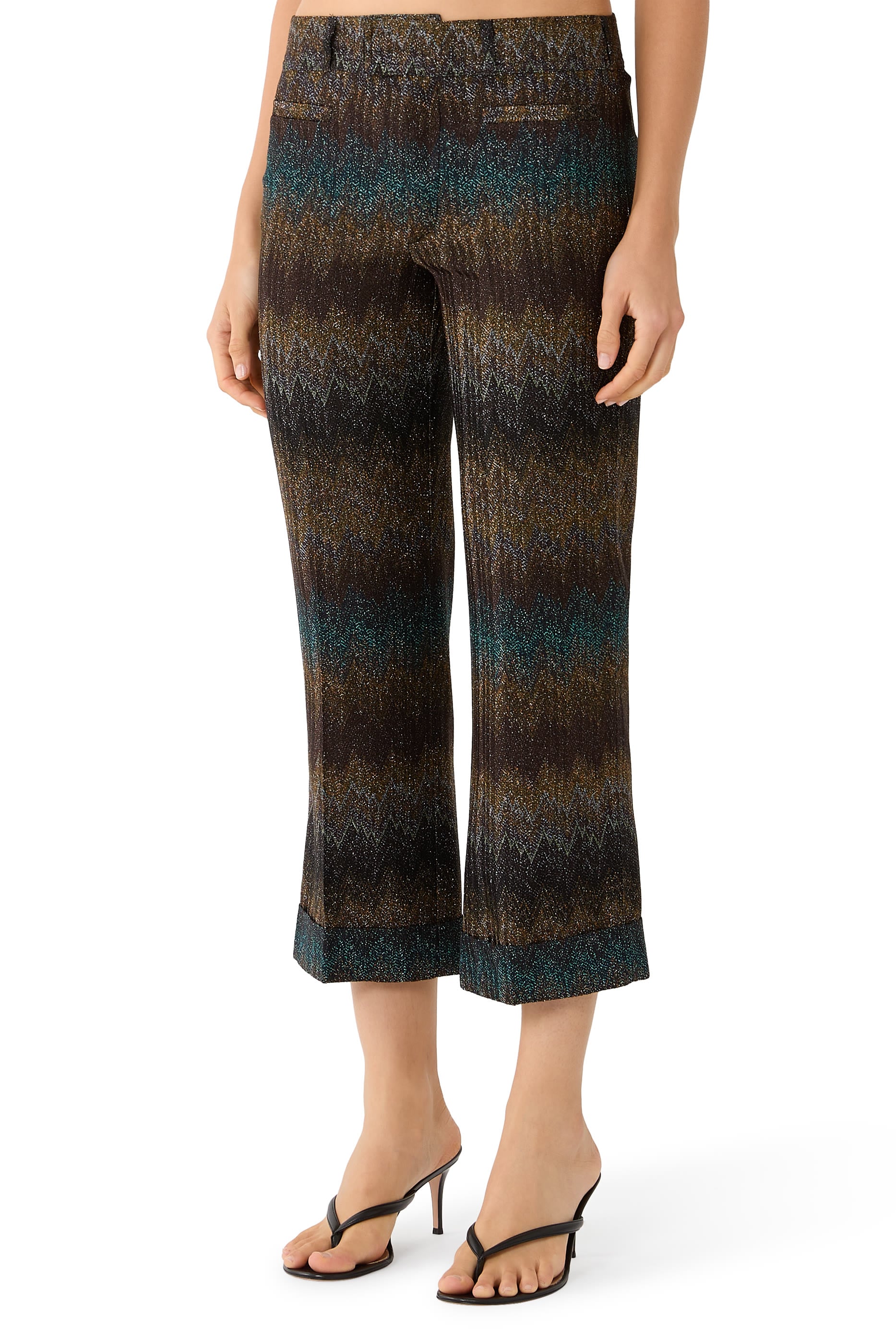  Snake Raschel Lurex Capri Crop Pants