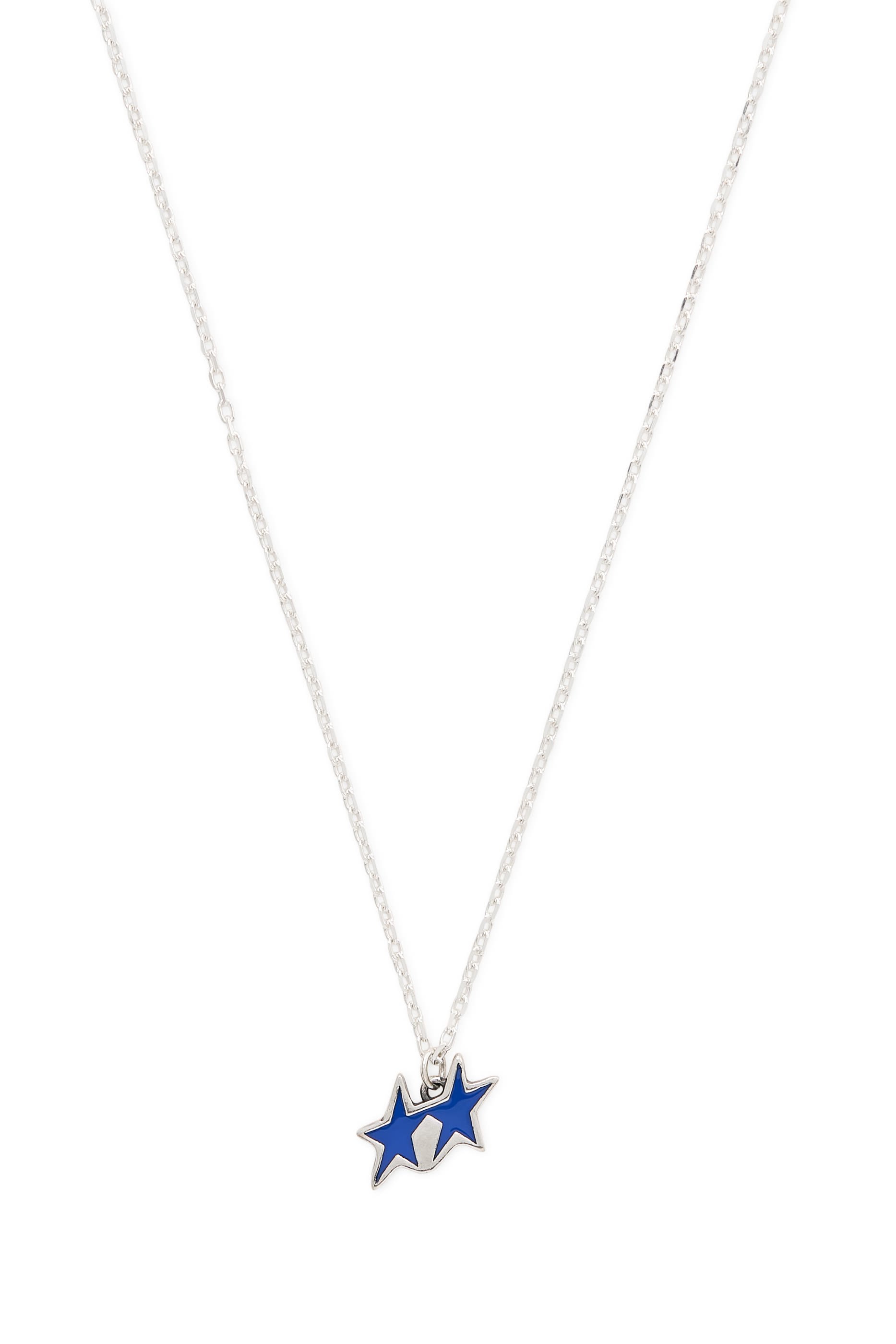 Tilted Enameled Necklace, 925 Sterling Silver