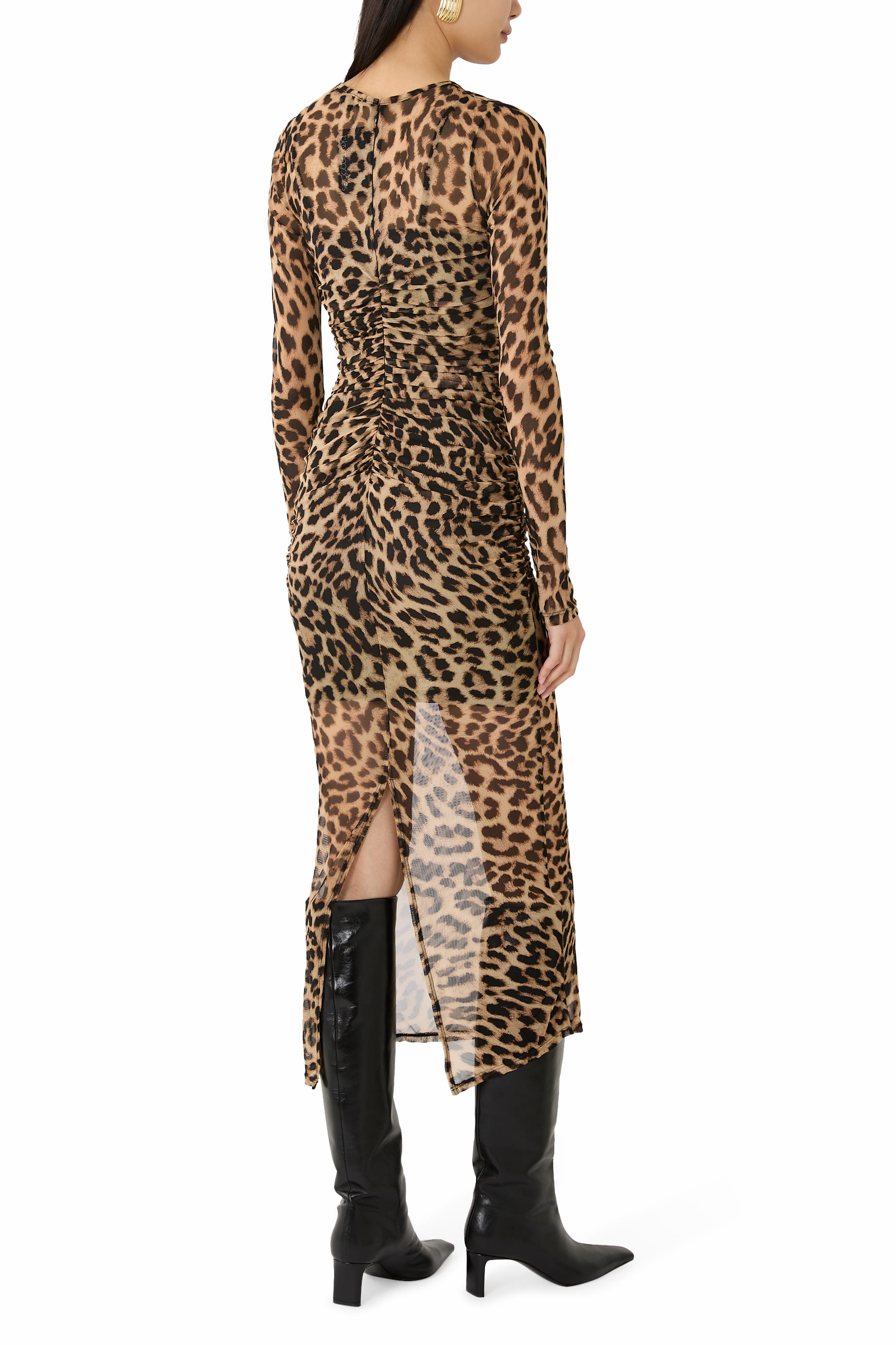 Mesh Ruched Maxi Dress