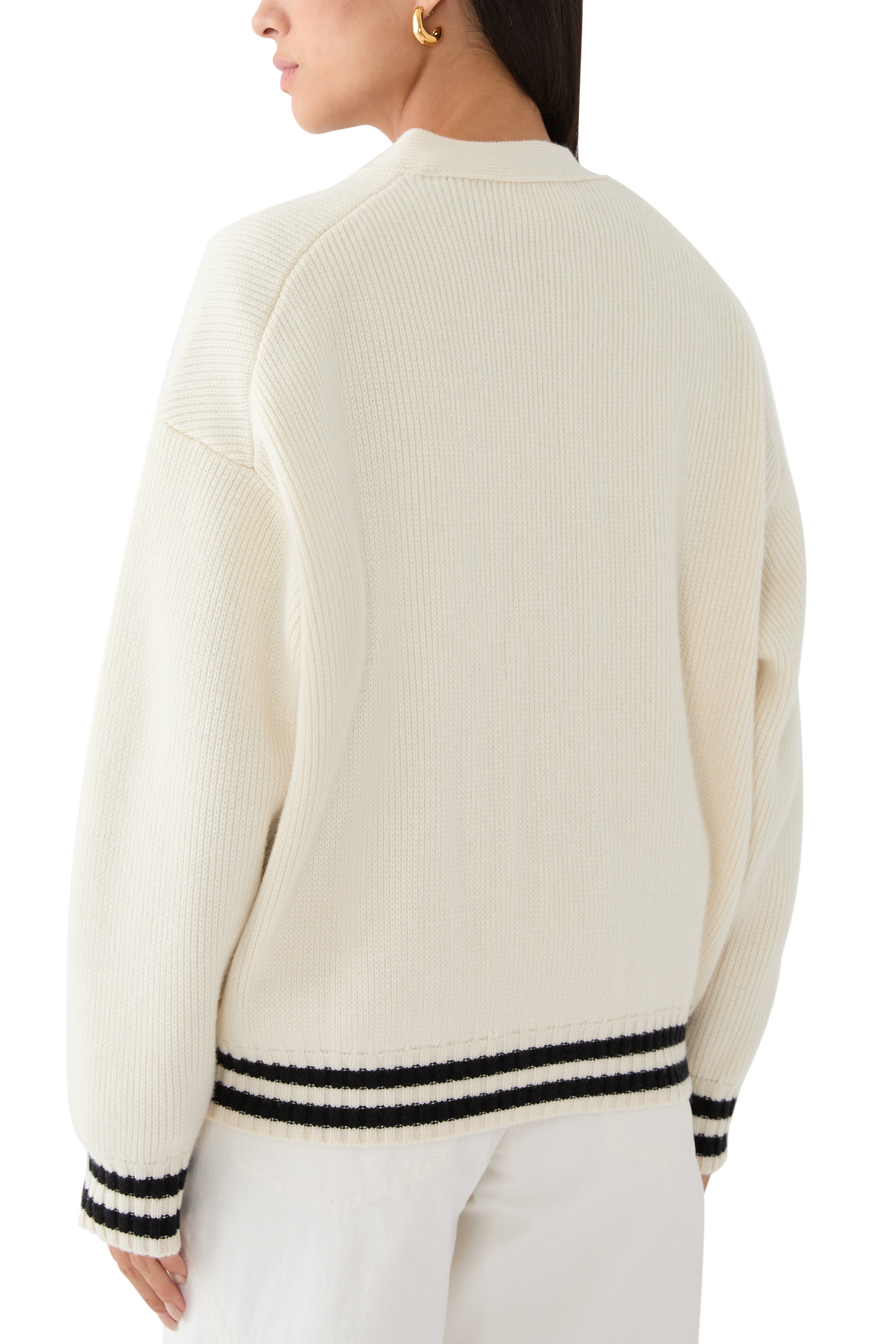 RITZ MEN'S EMBROIDERY CASHMERE CARDIGAN:CREAM:M