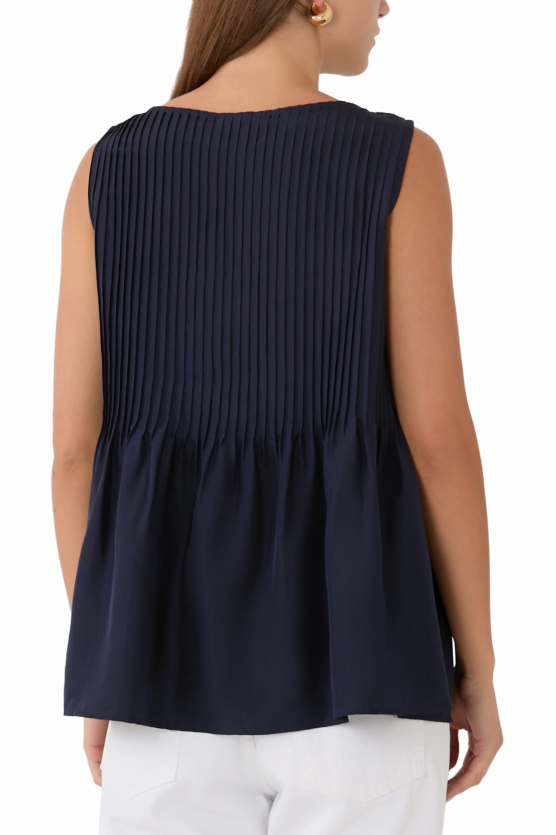 Bateau Neck Pleated Top