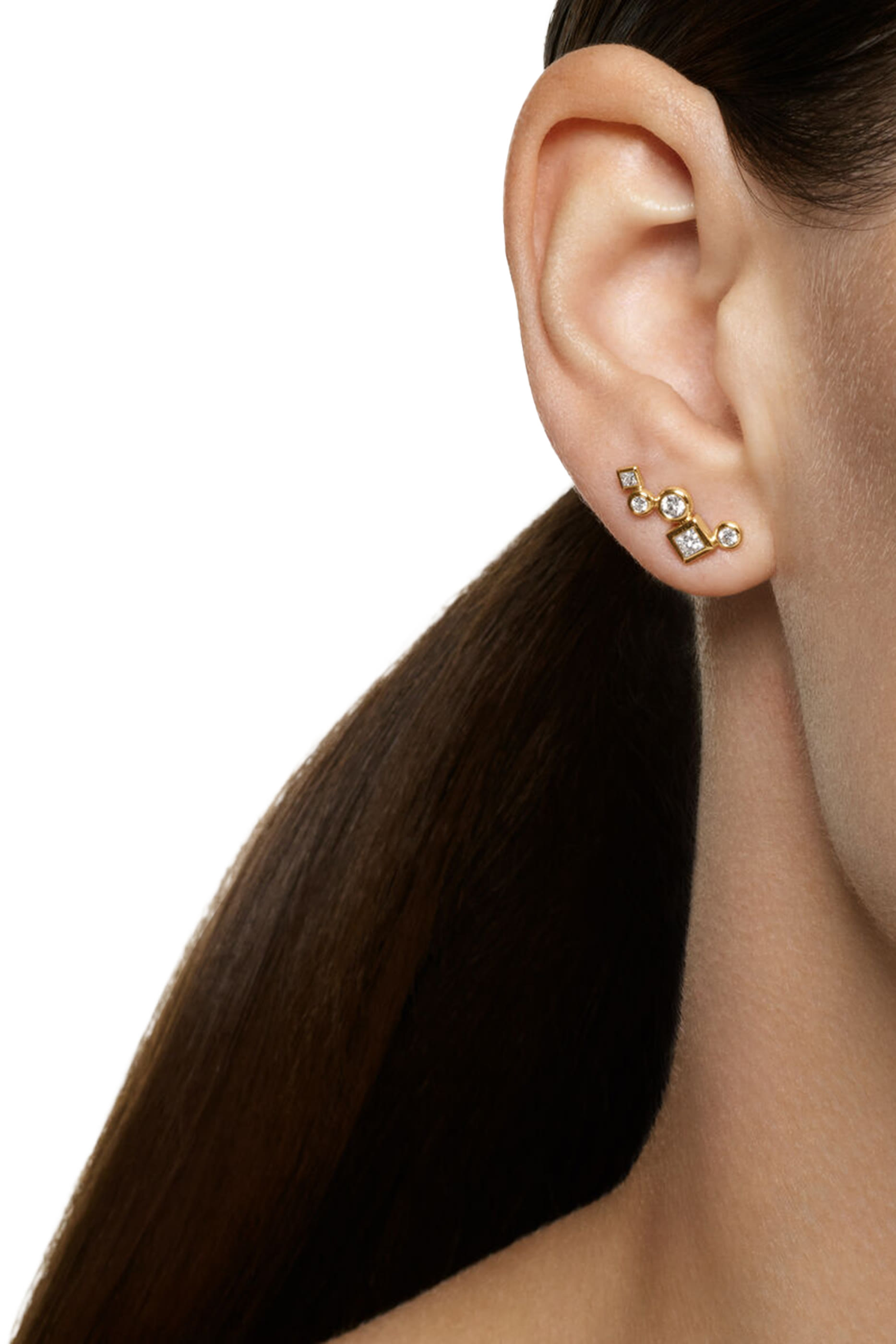 Petite Modern Renaissance® Climber Earrings, 18k Yellow Gold & Diamonds