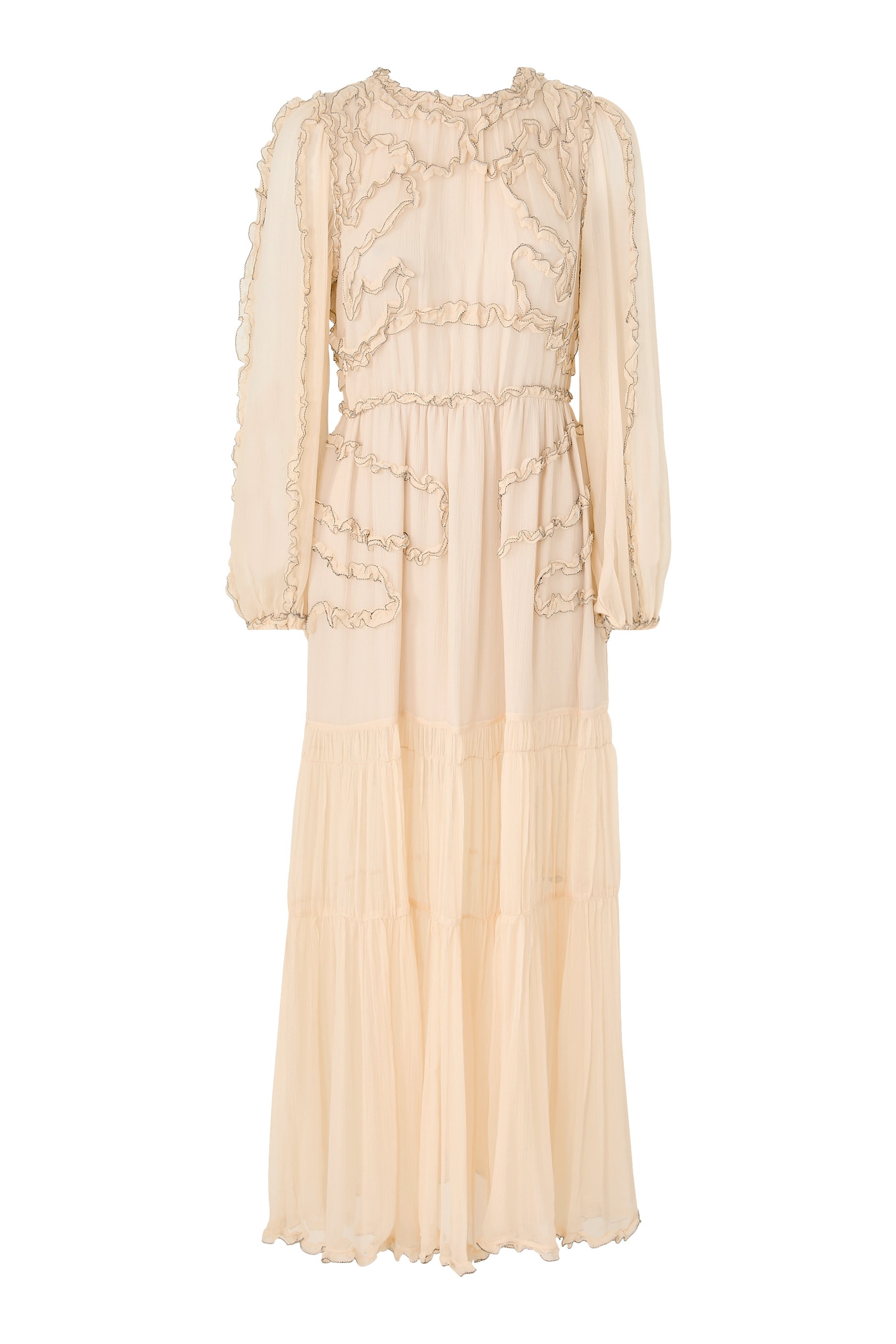 Iona Silk Long Sleeve Midi Dress