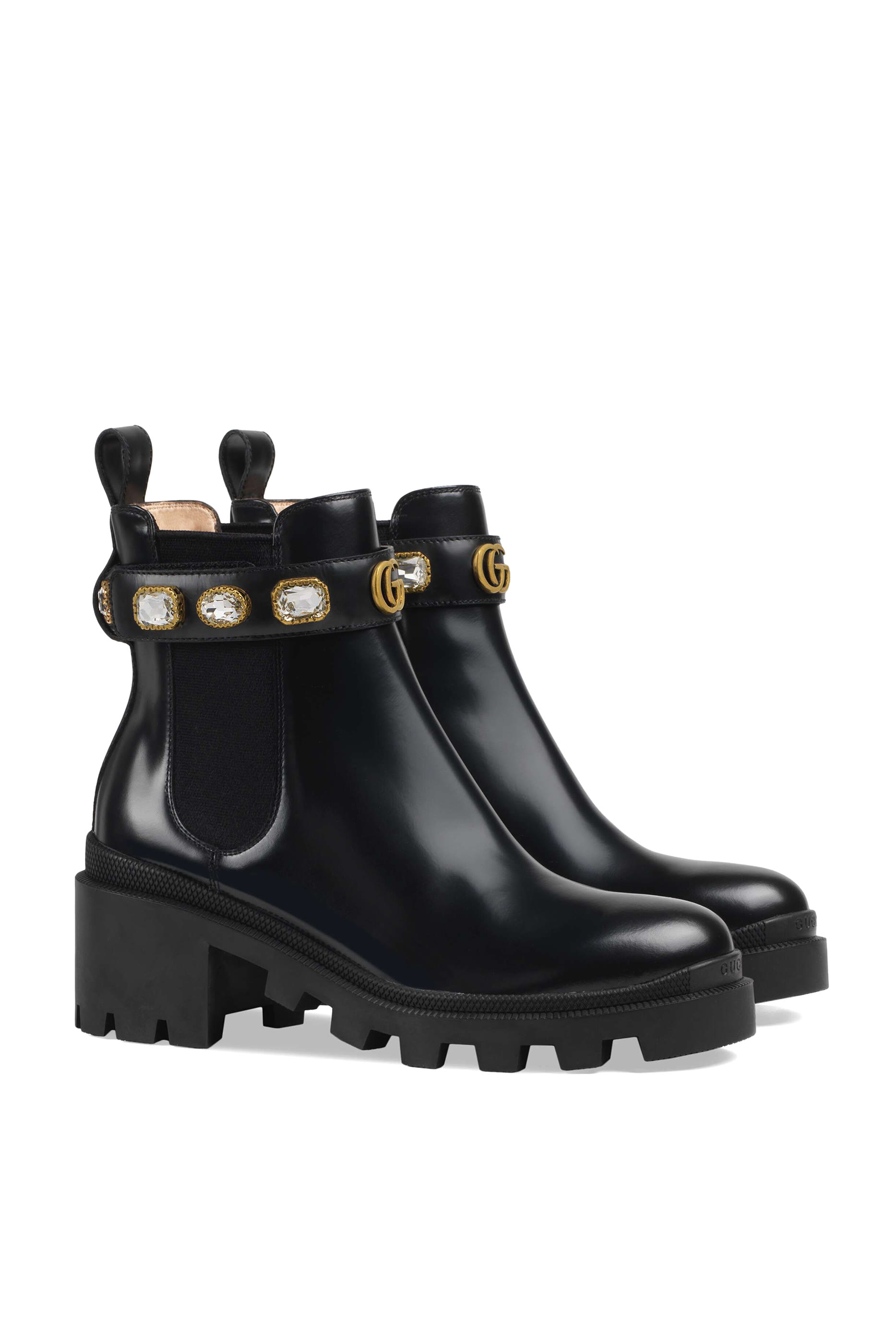 Embellished Leather Ankle Boots