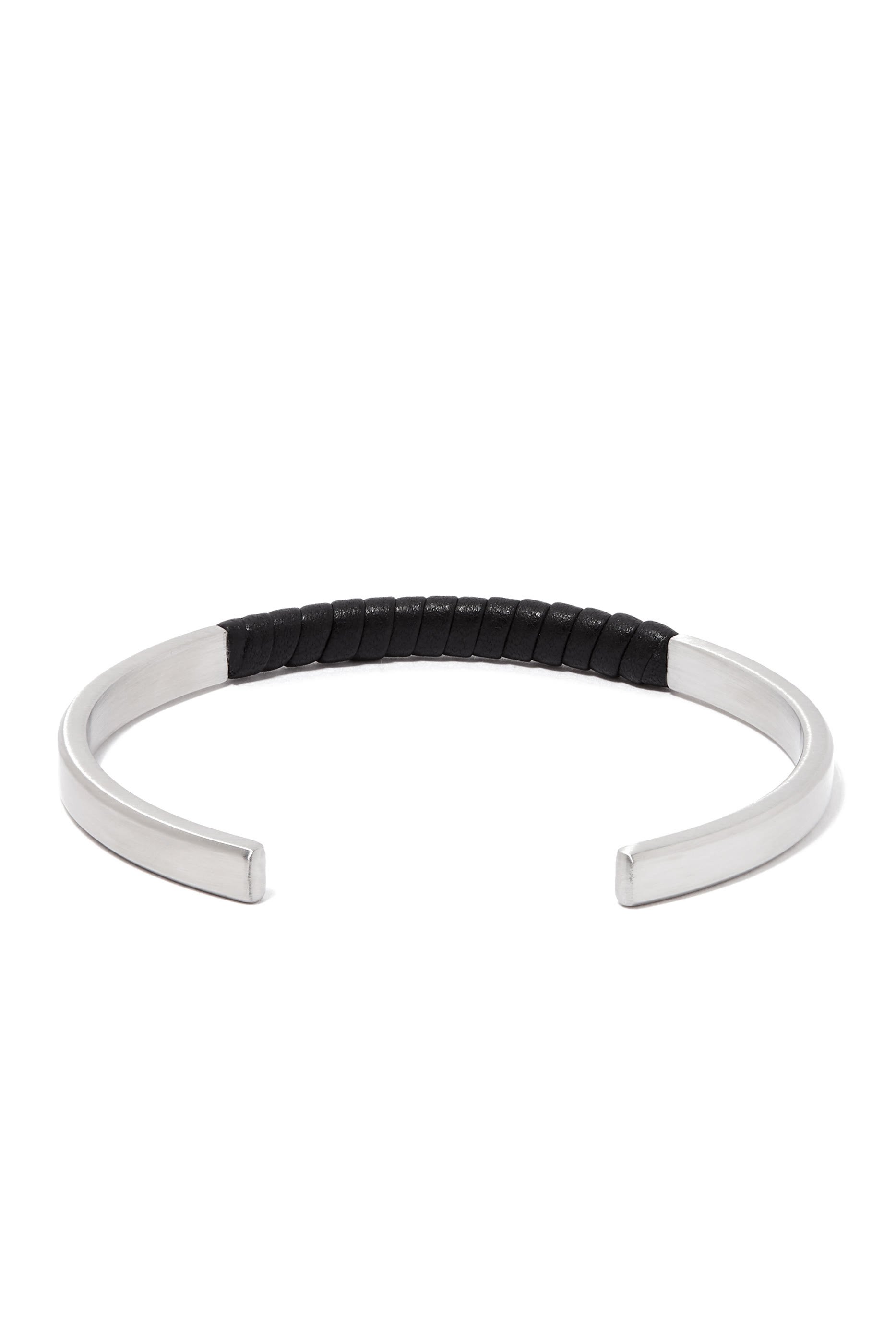 Eagle Logo Leather and Stainless Steel Cuff