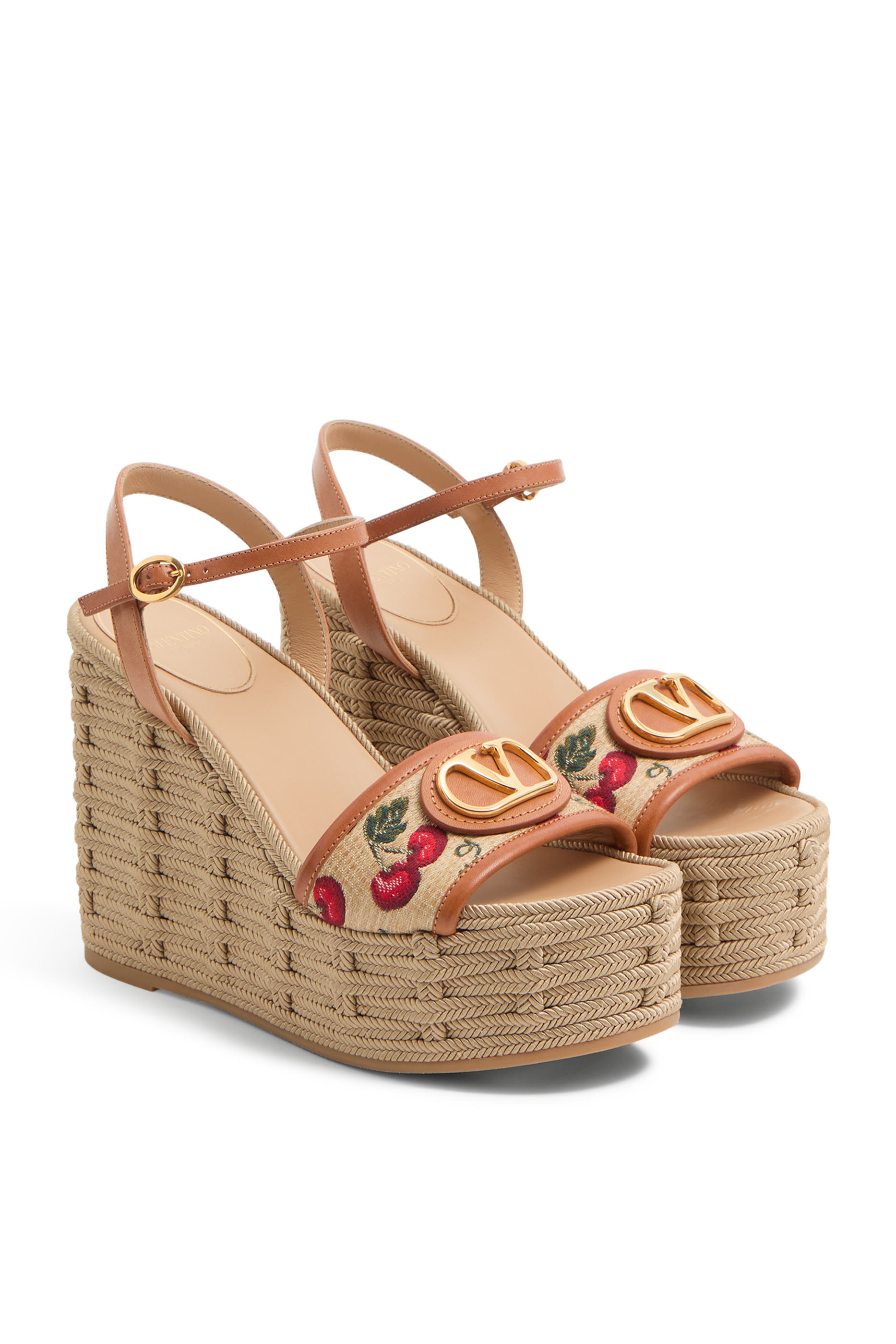 VLogo Signature Cherryfic Pattern 120 Wedge Sandals