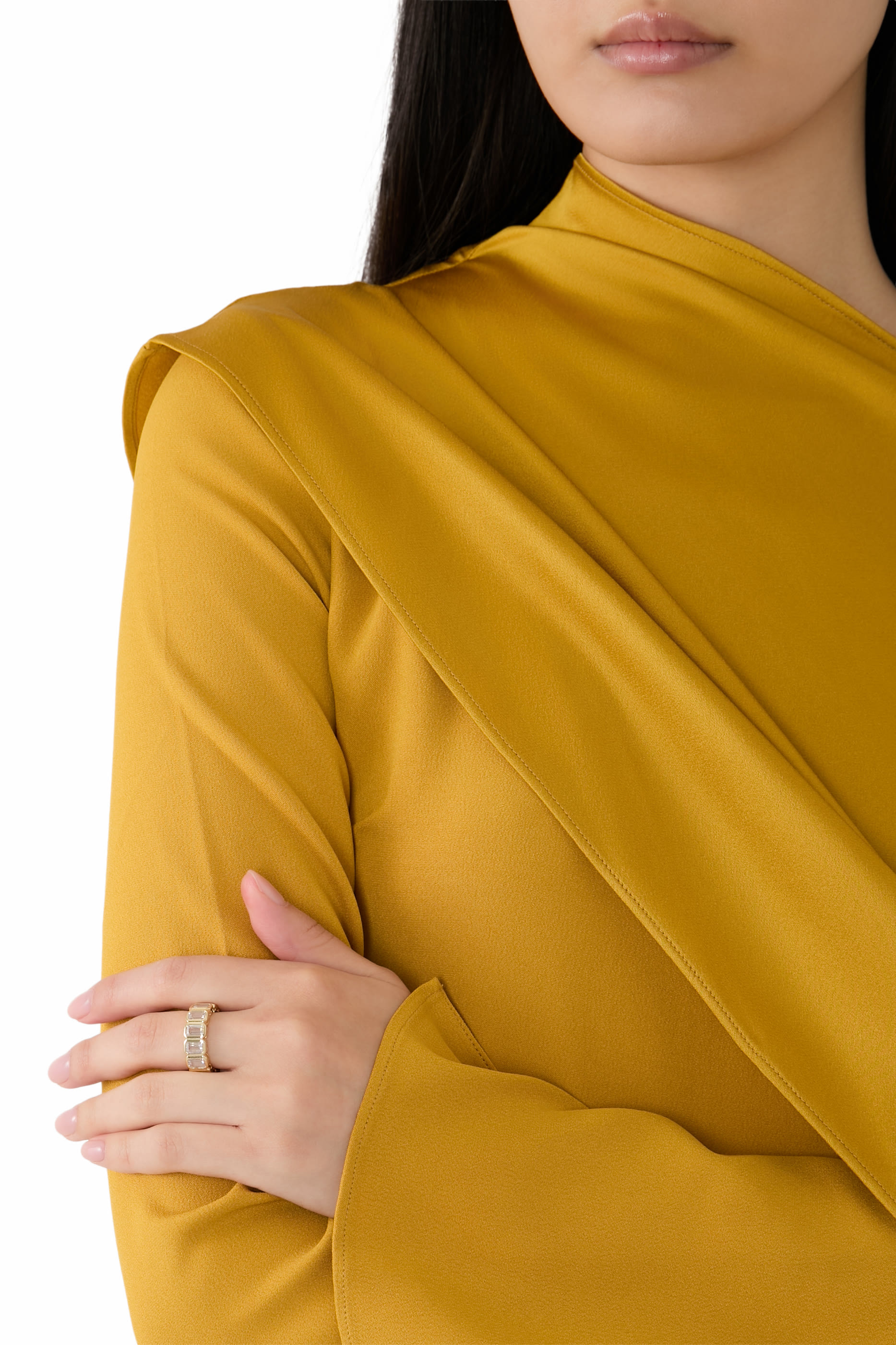  Gold Band with Emerald CZ