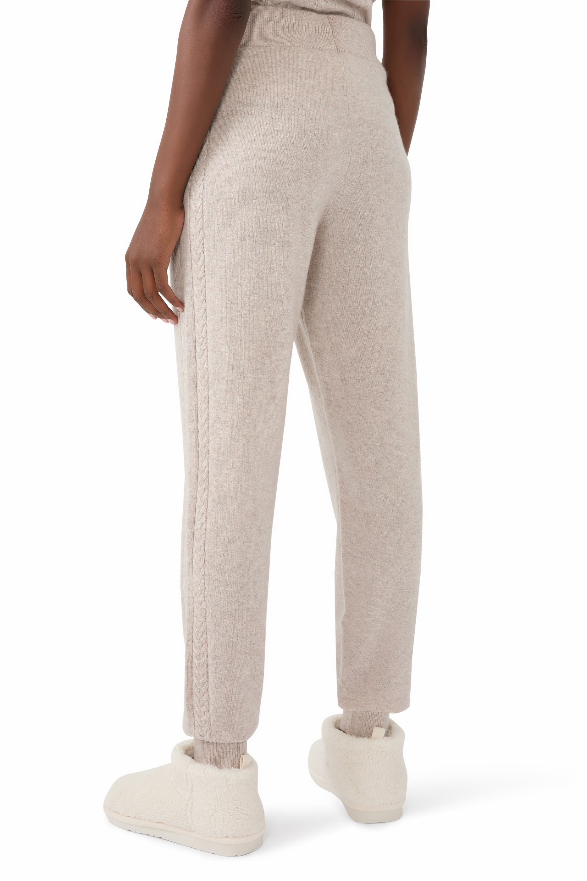 Cashmere Cable Panel Cuffed Joggers