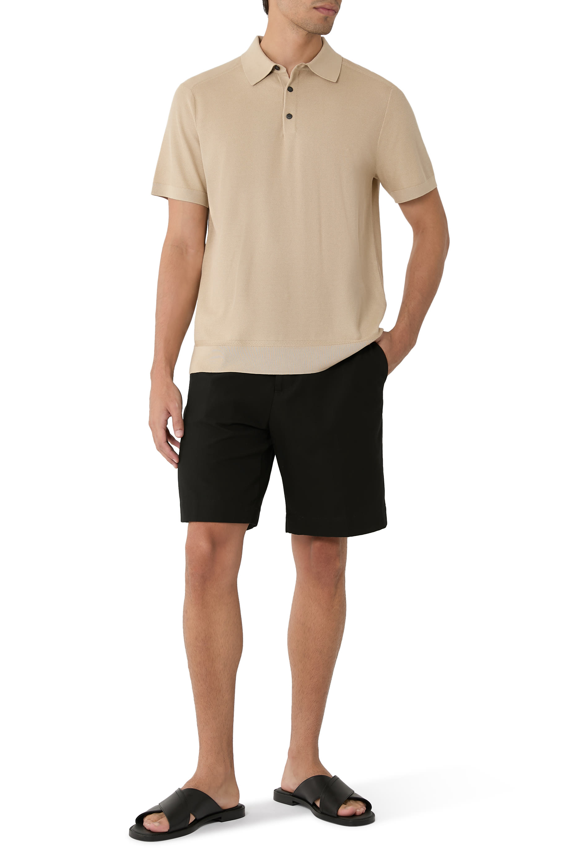 Three-Button Knit Polo Shirt