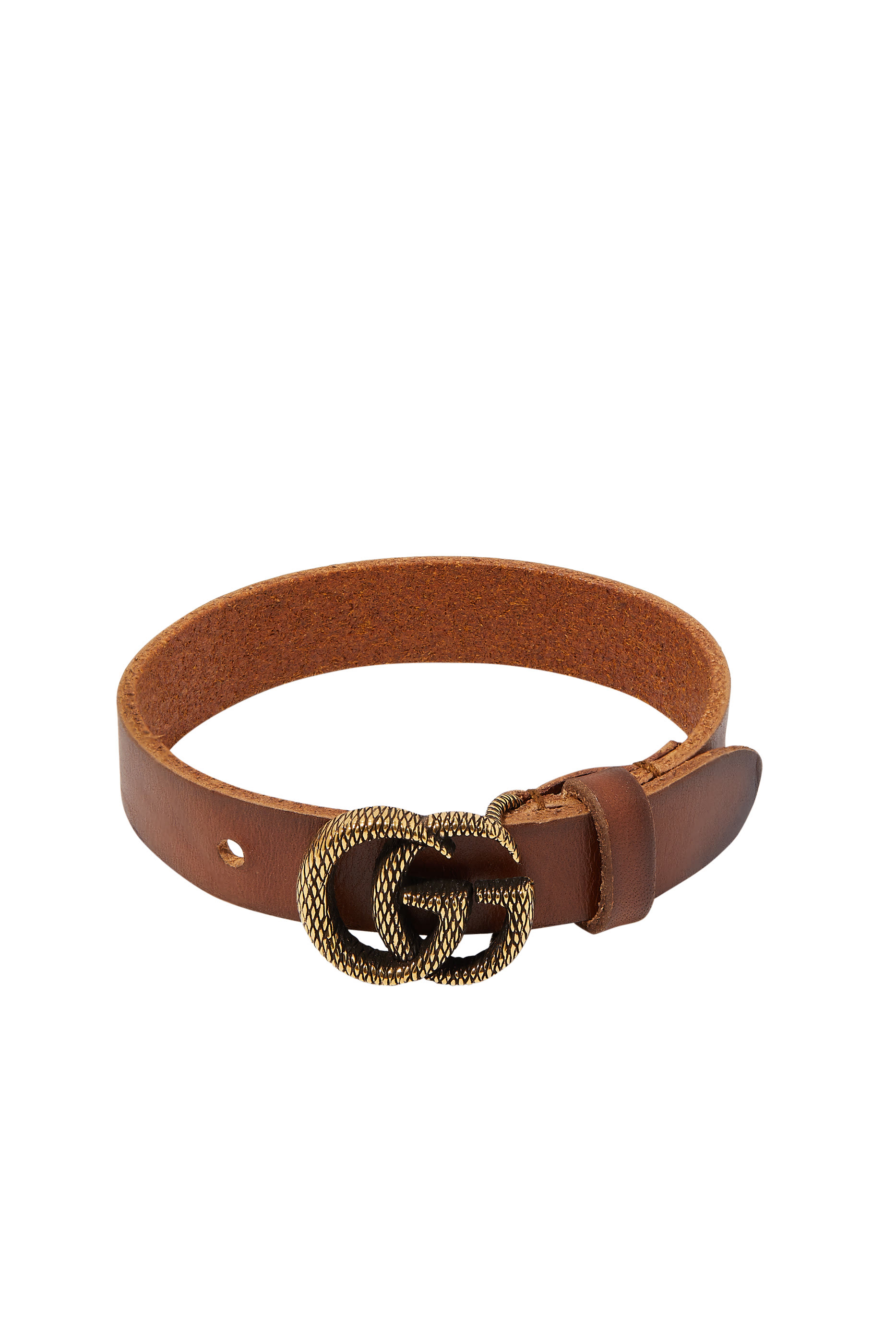 Engraved Double G Leather Bracelet