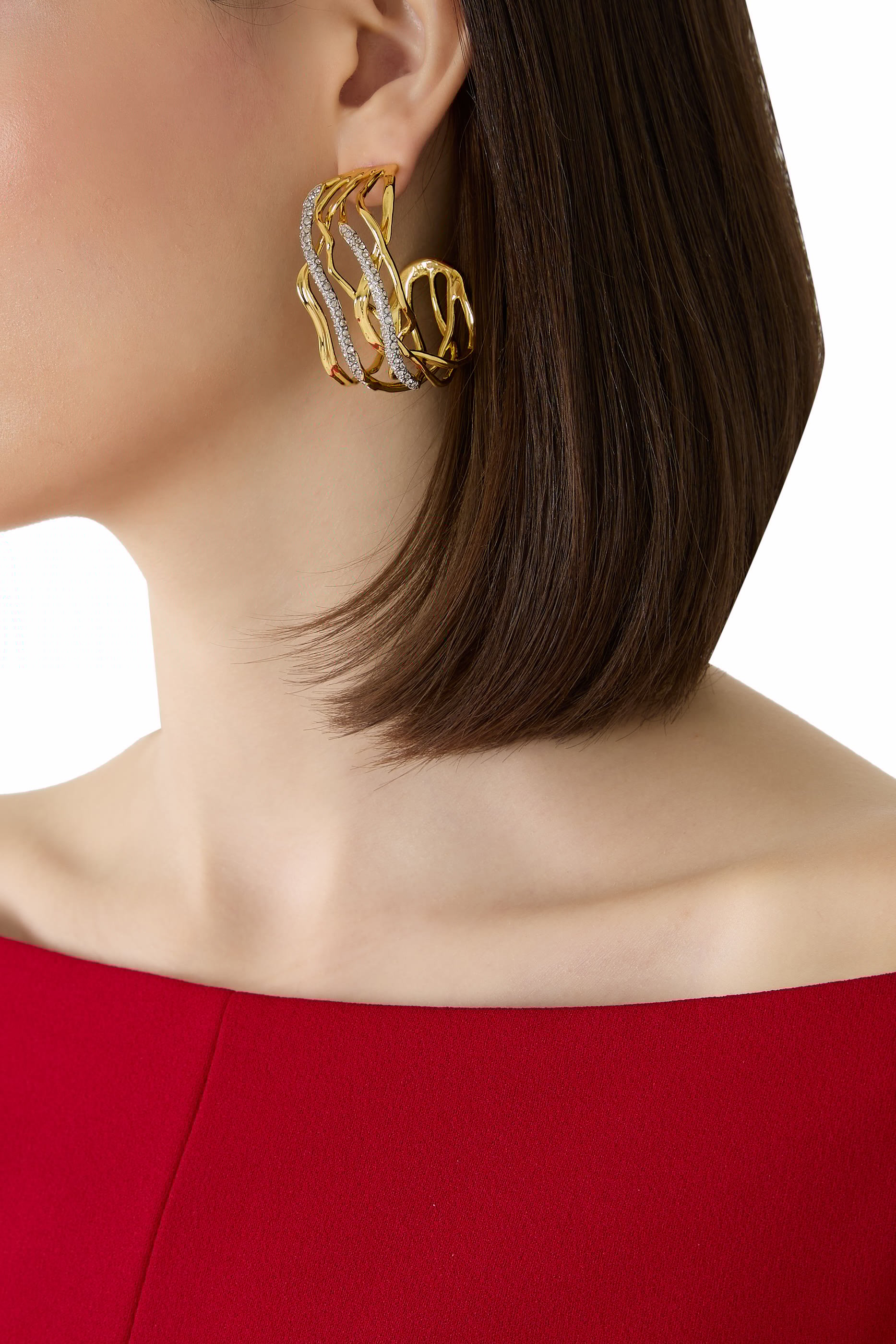 Solanales Crystal Woven Hoop Earrings