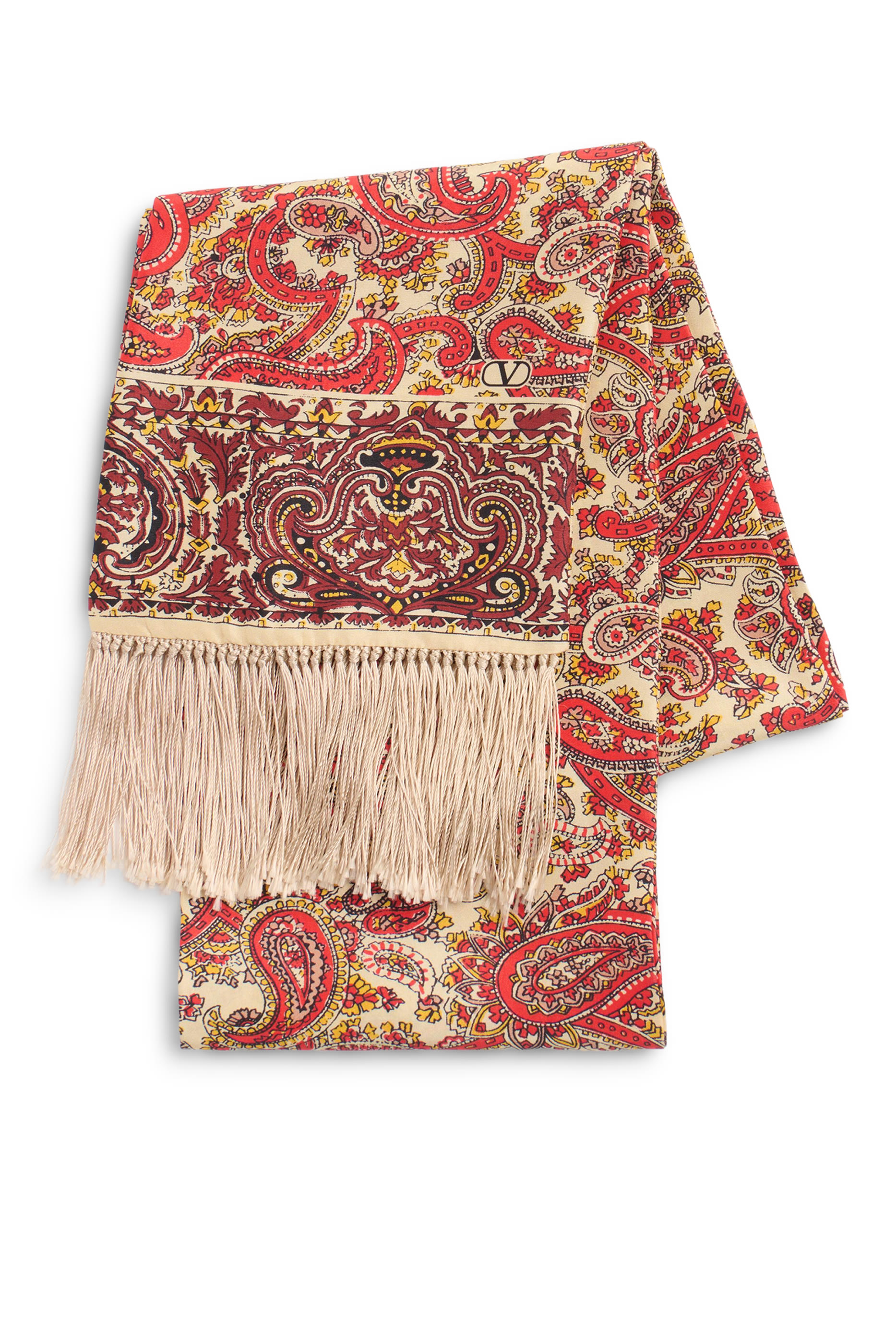 Voyage Imaginaire Silk Bandeau Scarf with Fringe