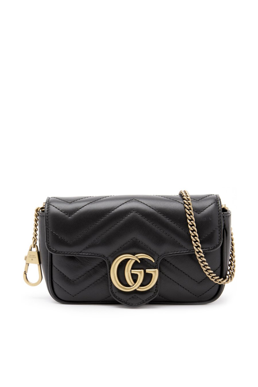 GG Marmont super mini bag in black chevron leather